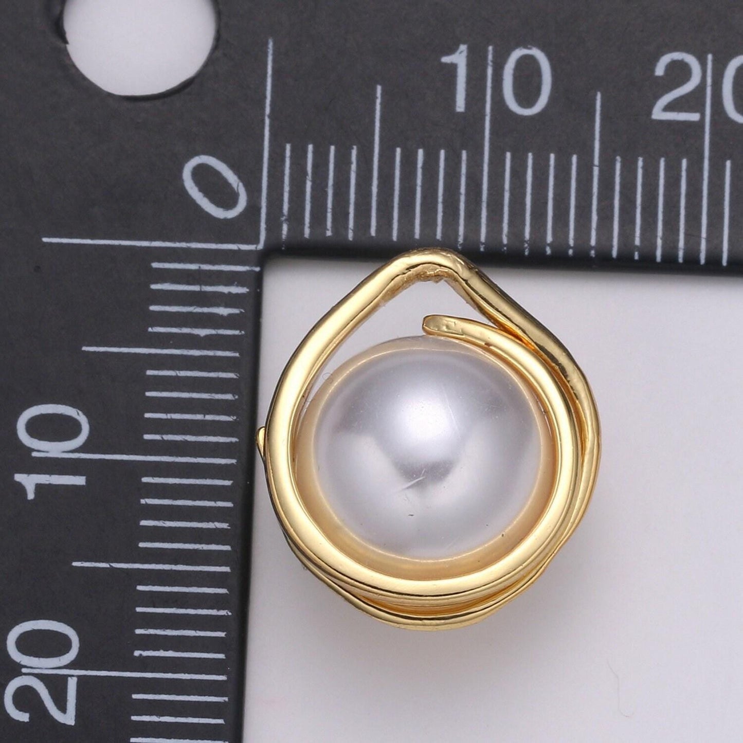 Solitaire pearl round pendant gold charm white pearl diy jewelry necklace making,e223