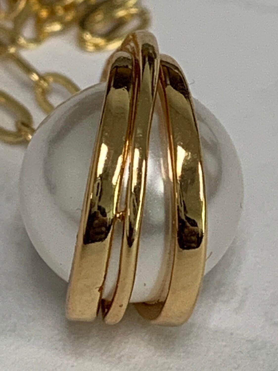 Solitaire pearl round pendant gold charm white pearl diy jewelry necklace making,e223