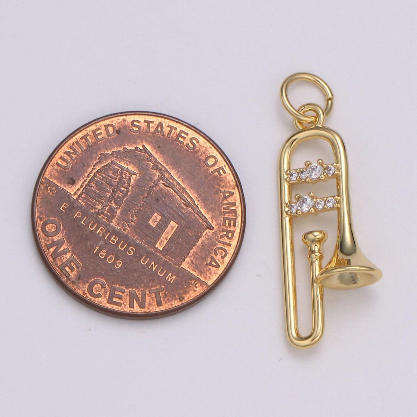 1pc 24k gold micro pave cz music trumpet pendant charm, musical pendant charm, music pendant, for diy jewelry, e-201