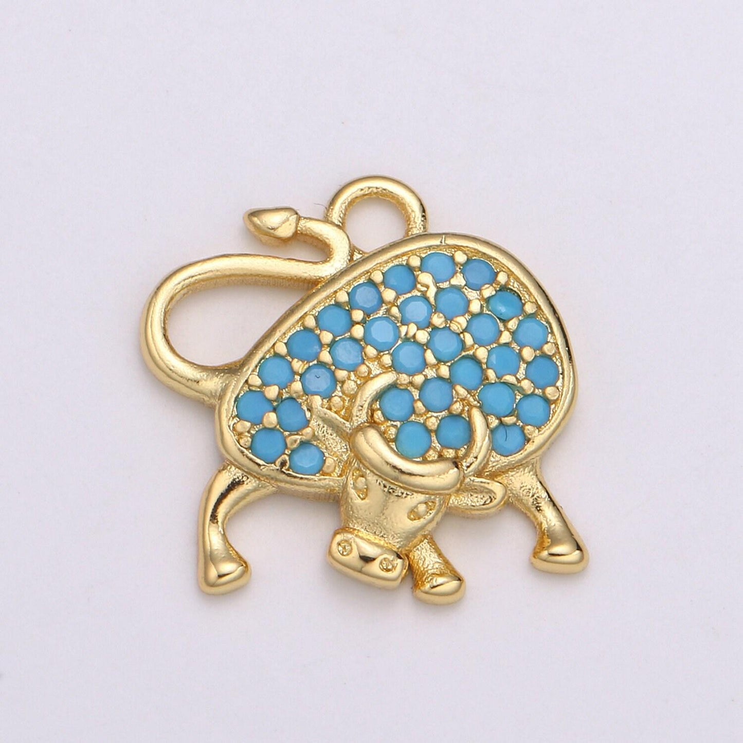 1pc 24k gold micro pave black, clear, teal ox charm,cubic zirconia bull pendant charm,gold cow charmfor diy jewelry, e154,155,156