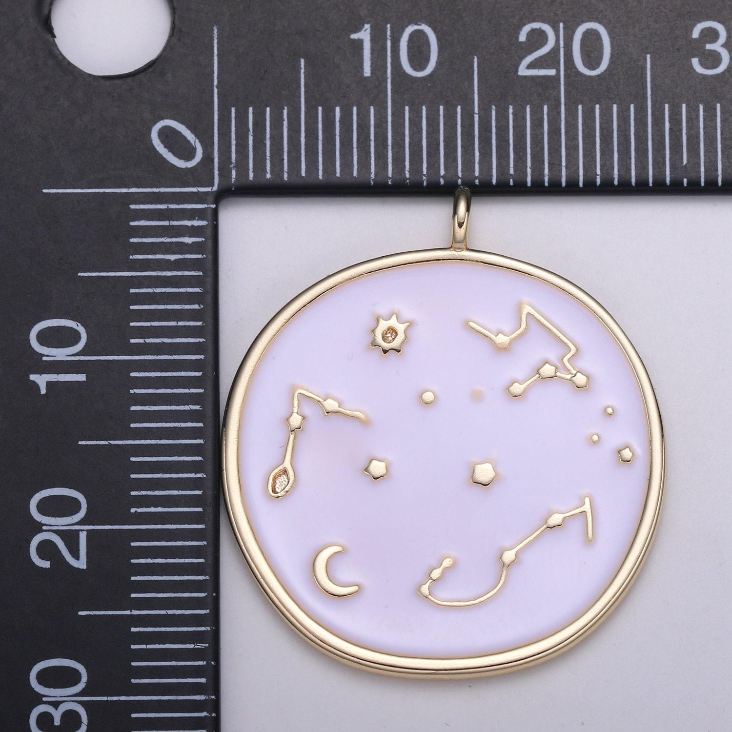 1pc 24k gold solar system astrology charm,enamel universe pendant,zodiac gold charm,for diy necklace bracelet earring,e153