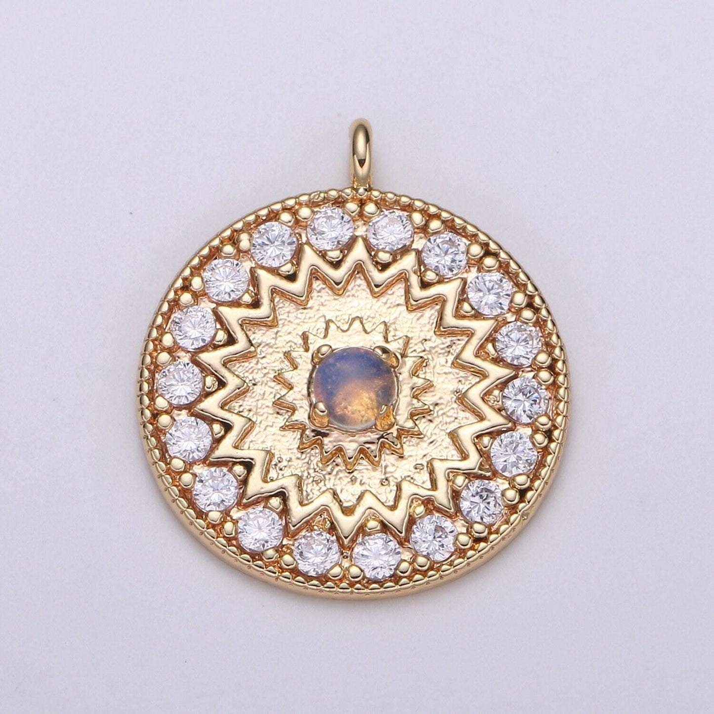 Gold moonstone, turquoise round circle charm medallion coin round geometric charm for minimalist jewelry necklace, chgf-2109,2110