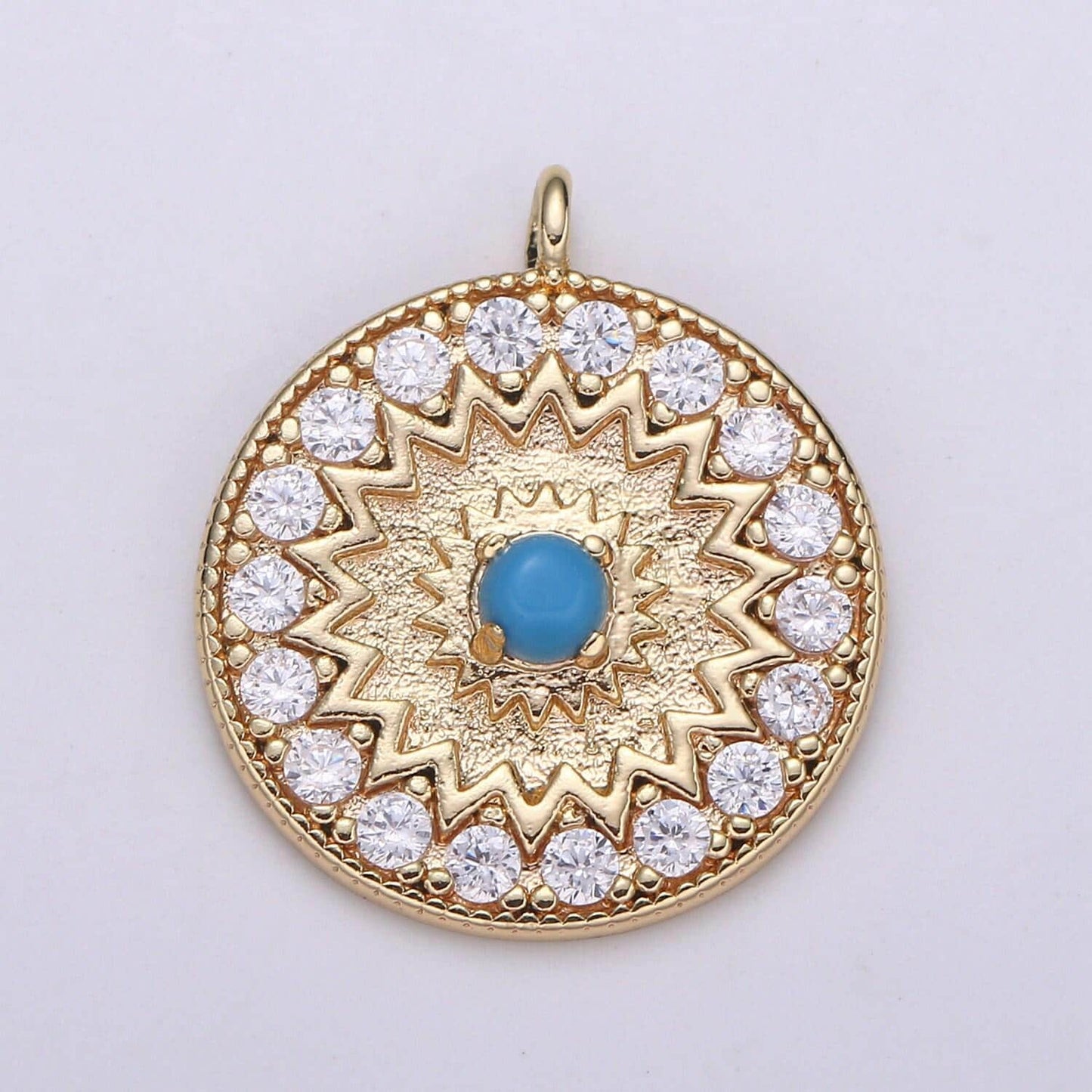 Gold moonstone, turquoise round circle charm medallion coin round geometric charm for minimalist jewelry necklace, chgf-2109,2110