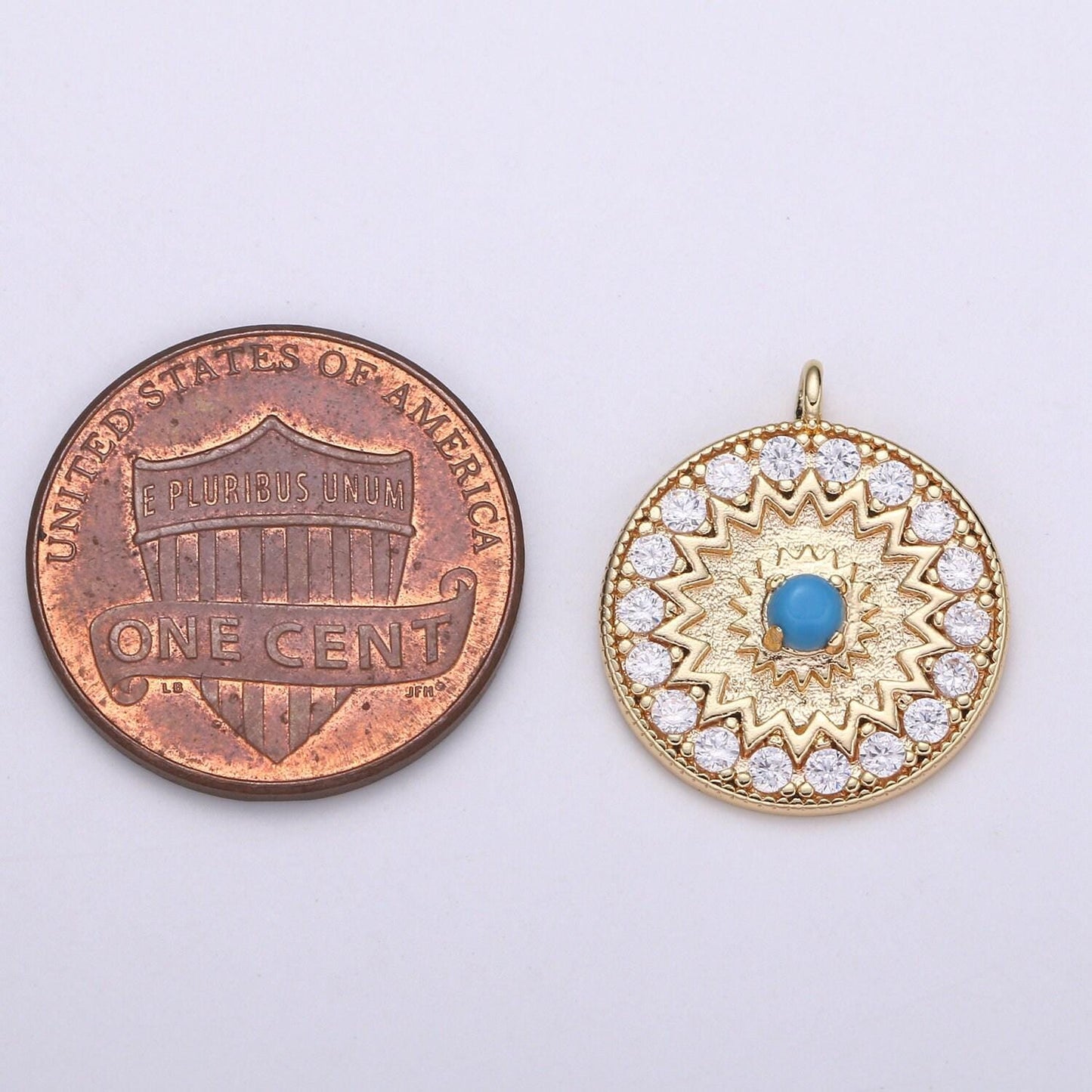 Gold moonstone, turquoise round circle charm medallion coin round geometric charm for minimalist jewelry necklace, chgf-2109,2110