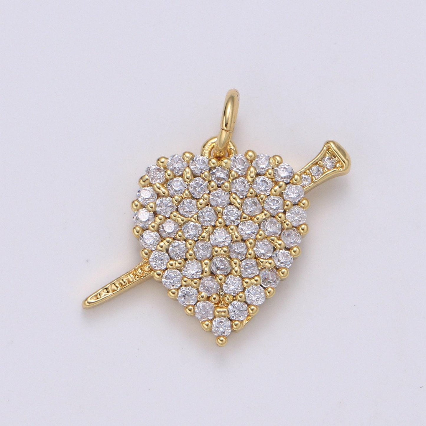 19x21mm 14k gold heart charms, love pendant, dainty heart arrow pendant cubic heart charm for bracelet earring necklace chgf-2105