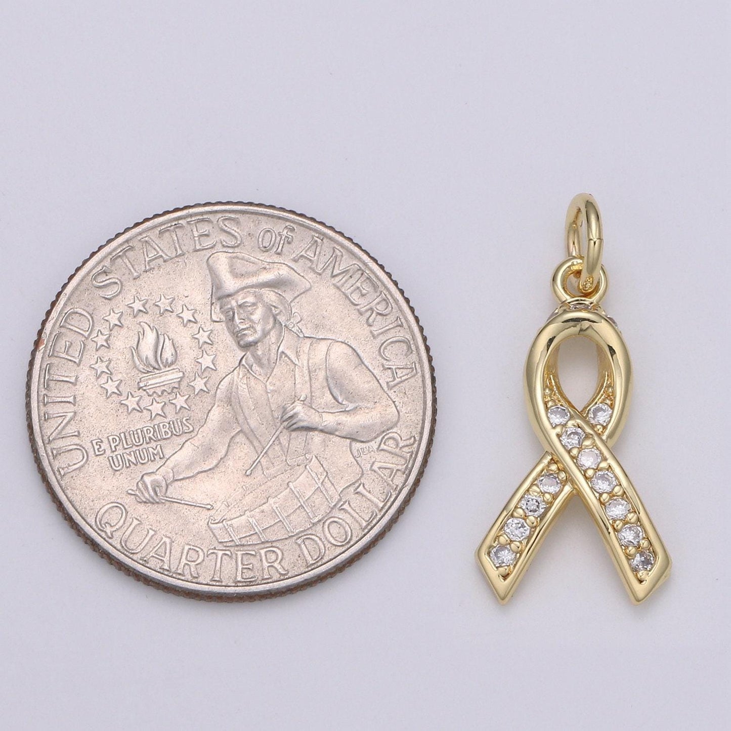1 pc dainty awareness ribbon cz pave charm, 21.8mm breast cancer awarness pendant, , supply for diy bracelet