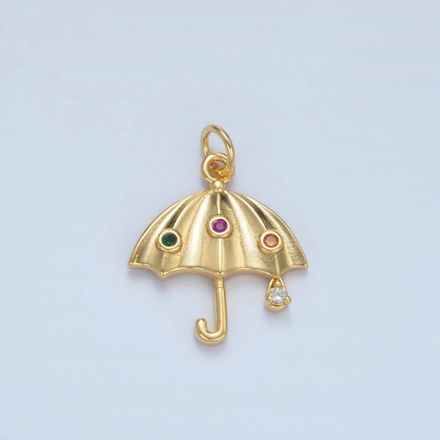 24k gold filled multicolor cz umbrella weather charm | e-062