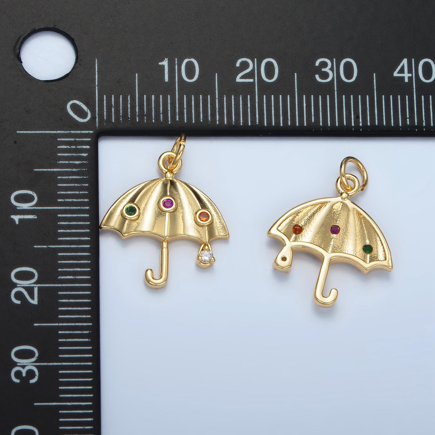 24k gold filled multicolor cz umbrella weather charm | e-062