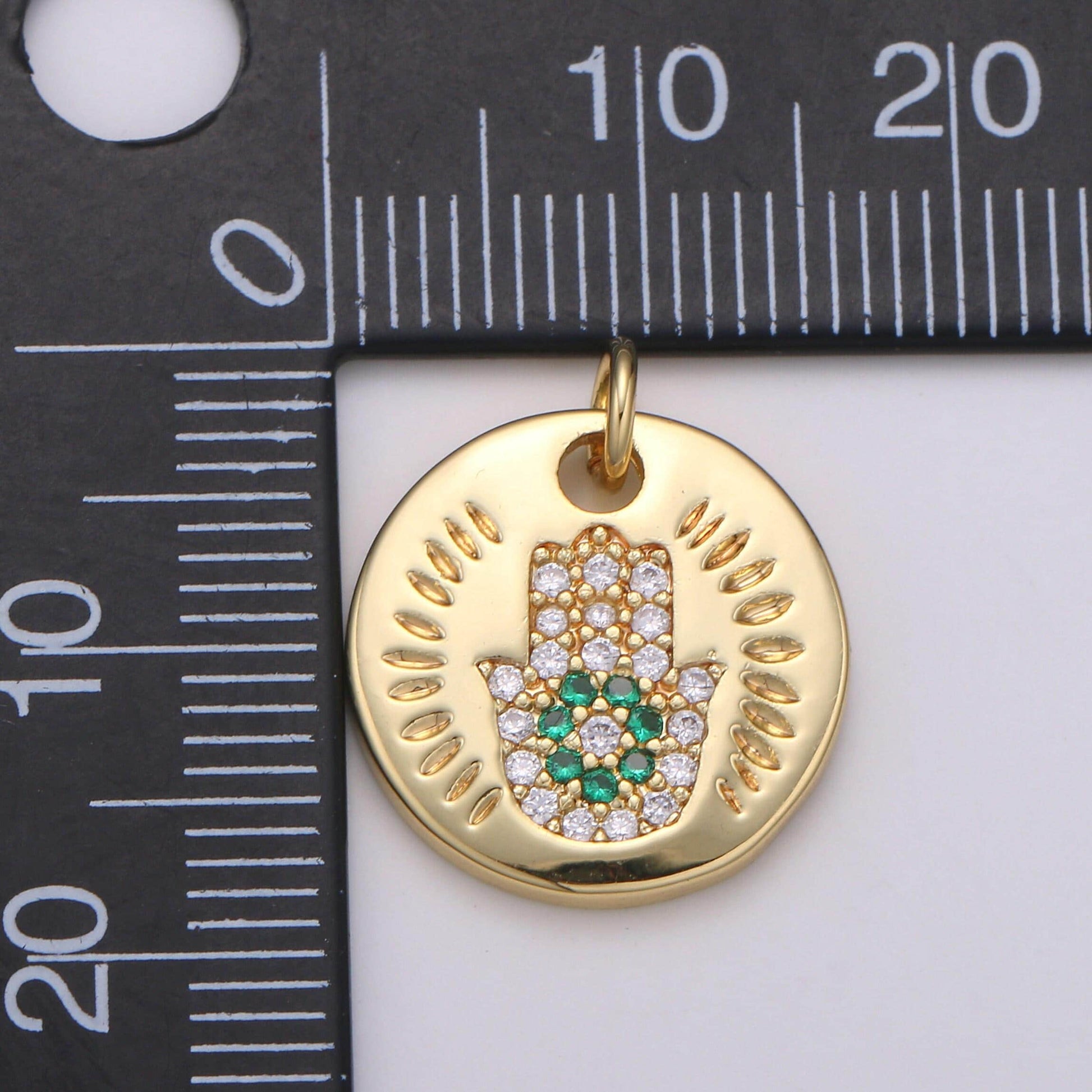 1pc gold micro pave cz hamsa pendant charm, universe protective micro pave cz pendant charm, dainty multi color jewelry chgf-2023 - 2026