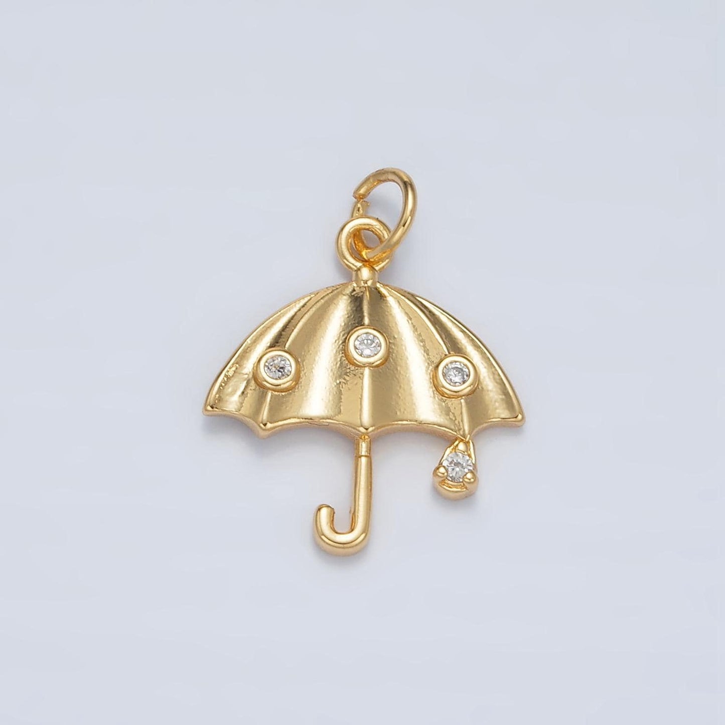 24k gold filled clear cz rain umbrella weather charm | e-062