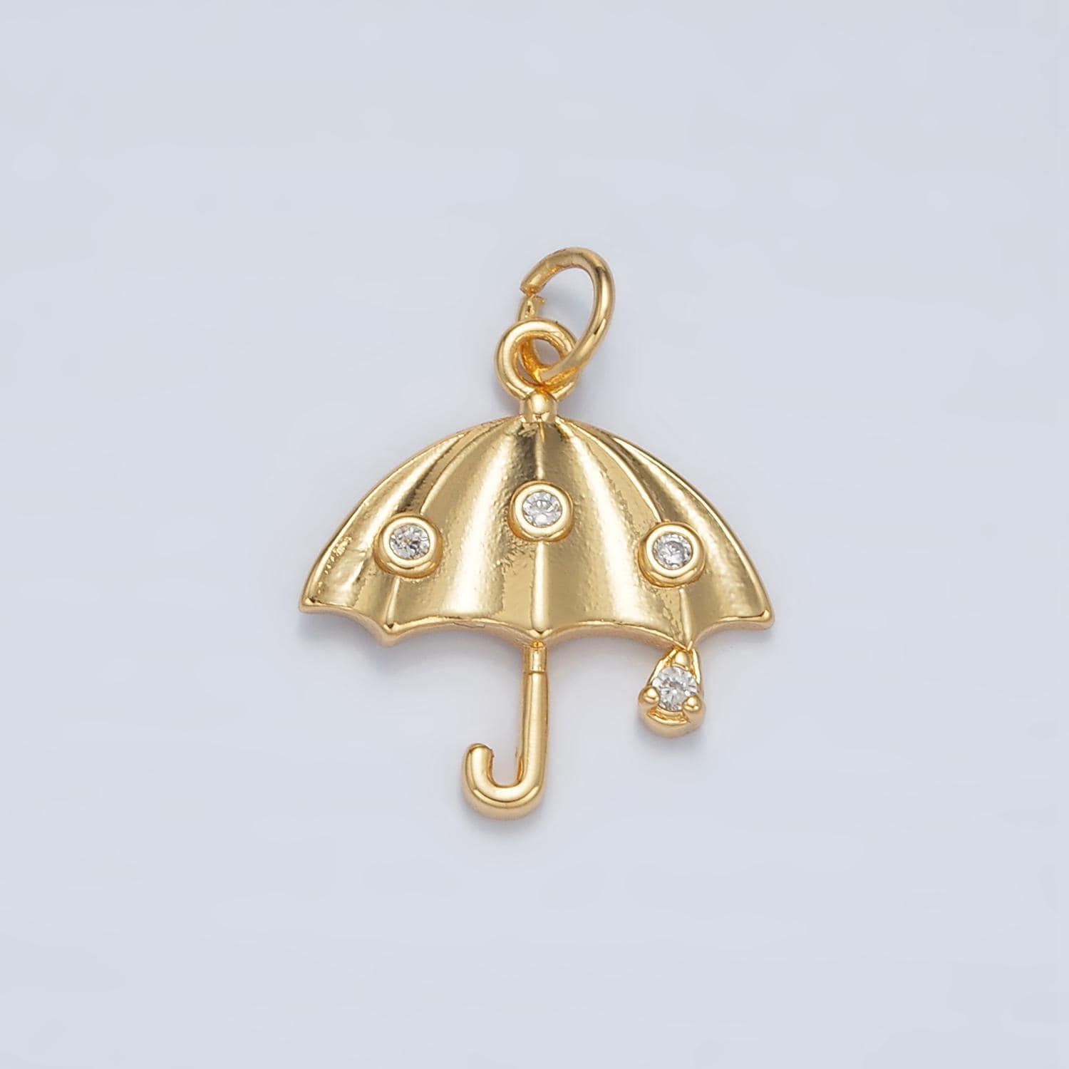 24k gold filled clear cz rain umbrella weather charm | e-062