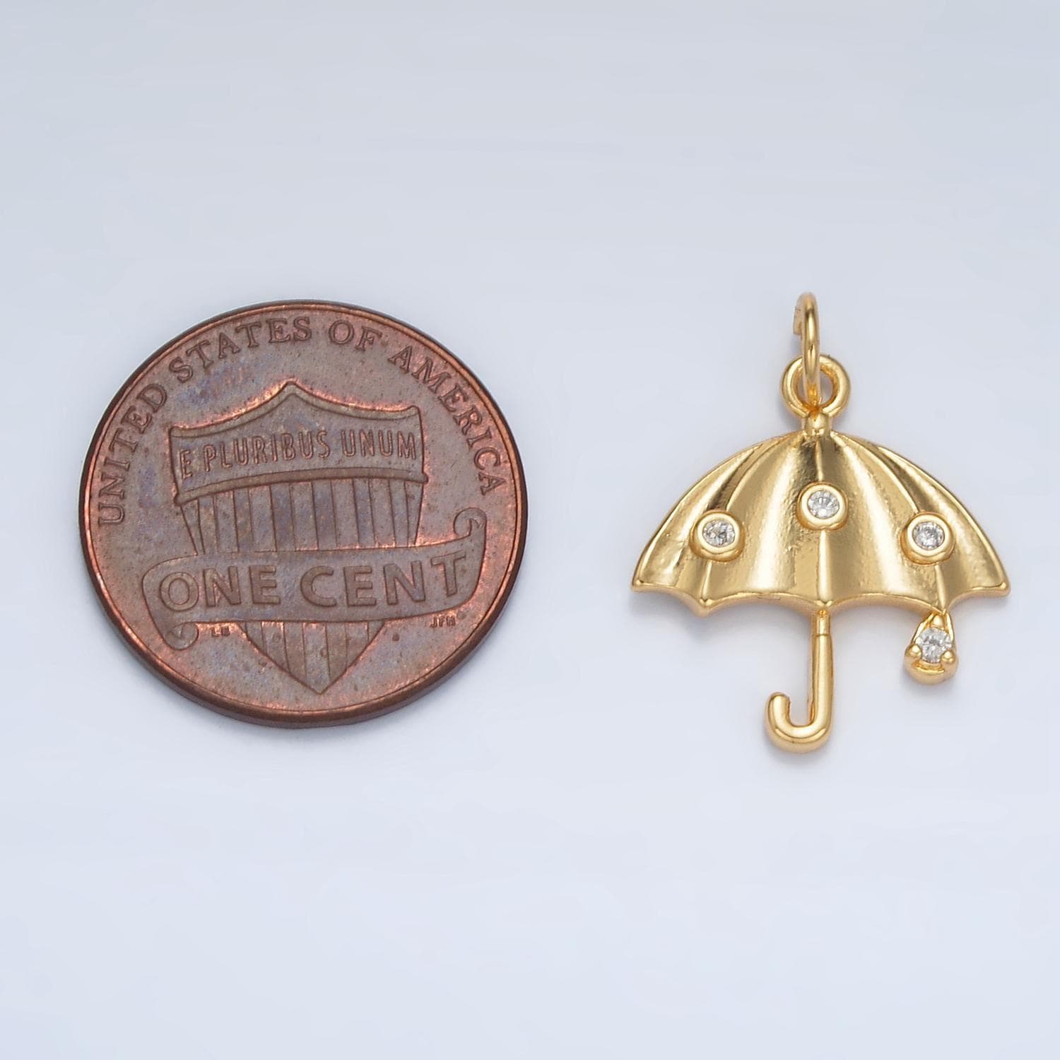 24k gold filled clear cz rain umbrella weather charm | e-062