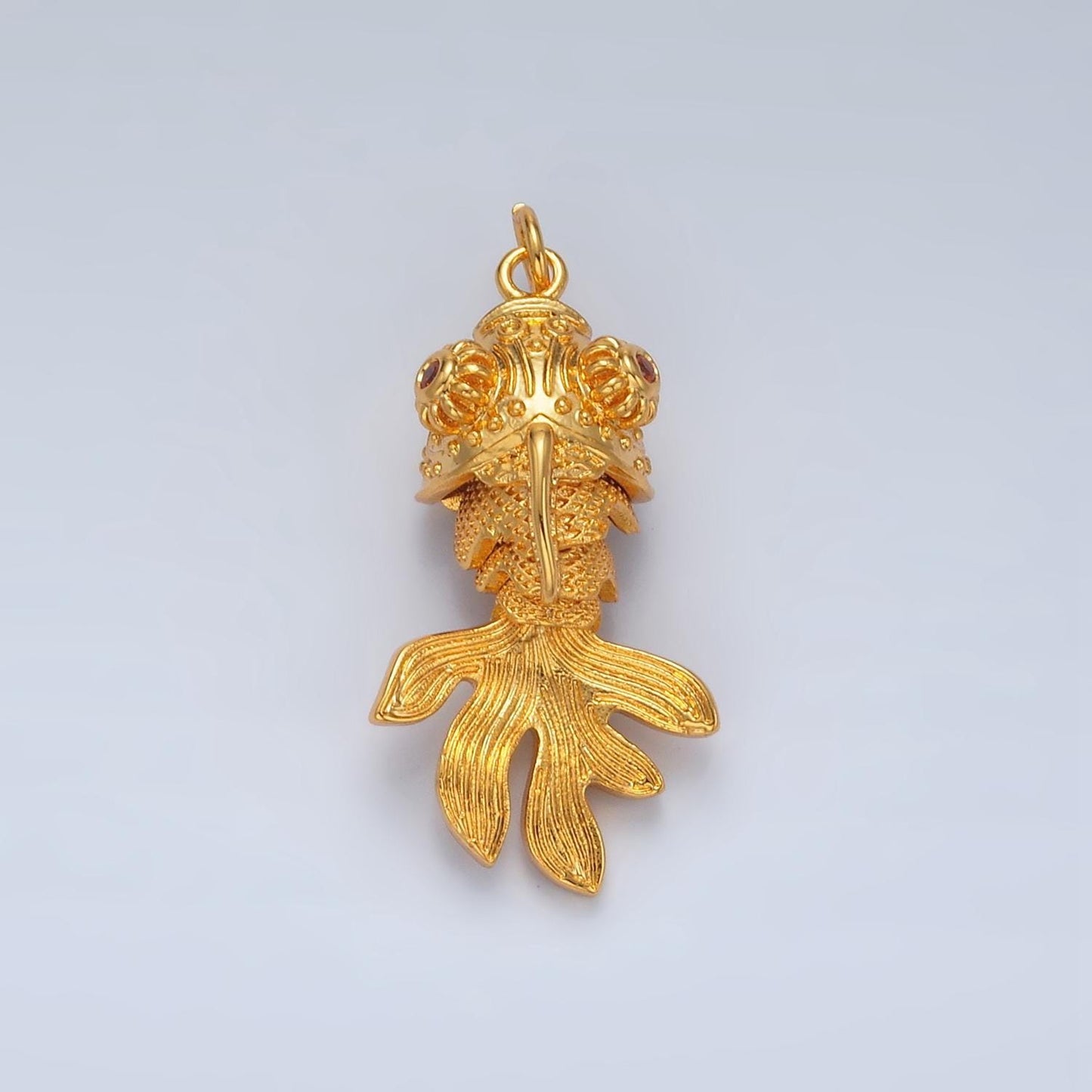 Artisan-textured minimalist 24k gold filled fish, animal pendant | e-047