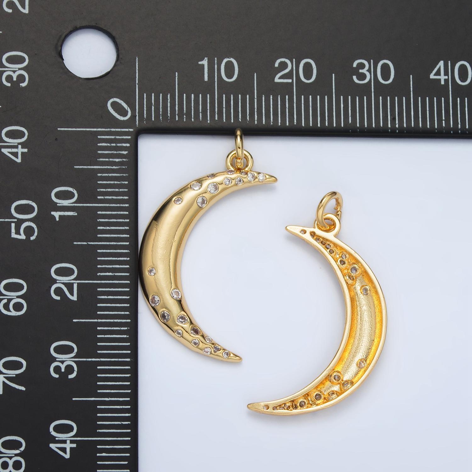 Cubic moon pendant, moon charm, jewelry supplies dainty crescent moon charm for celestial jewelry making