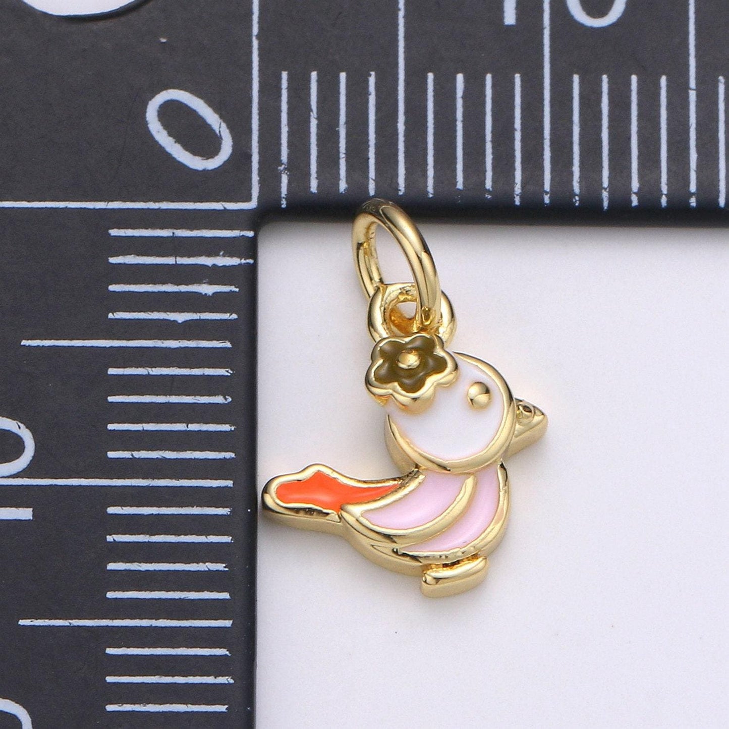 Parakeet necklace bird charm •dainty animal charm jewelry cute pet unique white enamel bird pendant for bracelet necklace earring chgf-1963