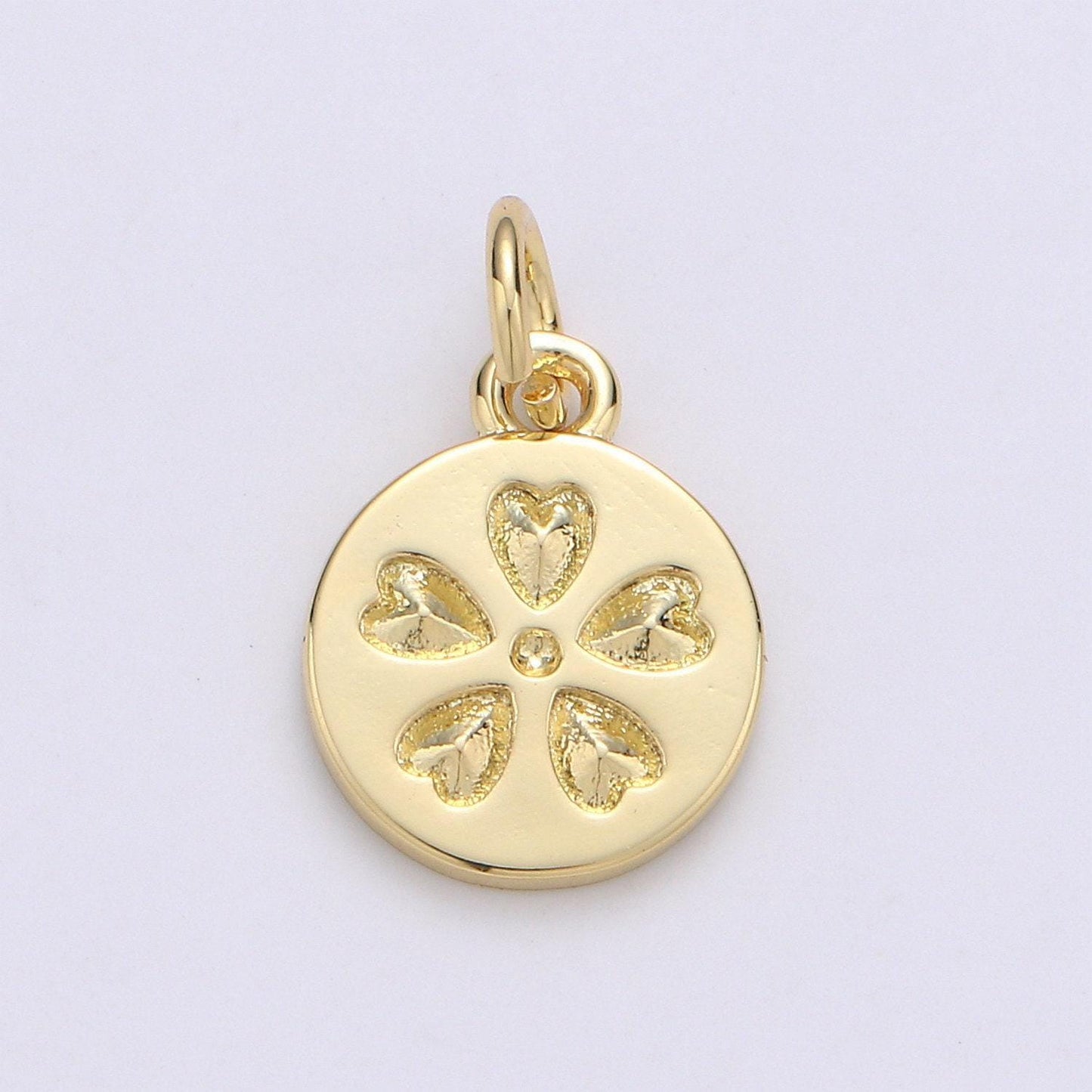 1pc floral heart round 24k gold charm, petal flower pendant charm, charm,for diy jewelry,gold color, chgf-1949