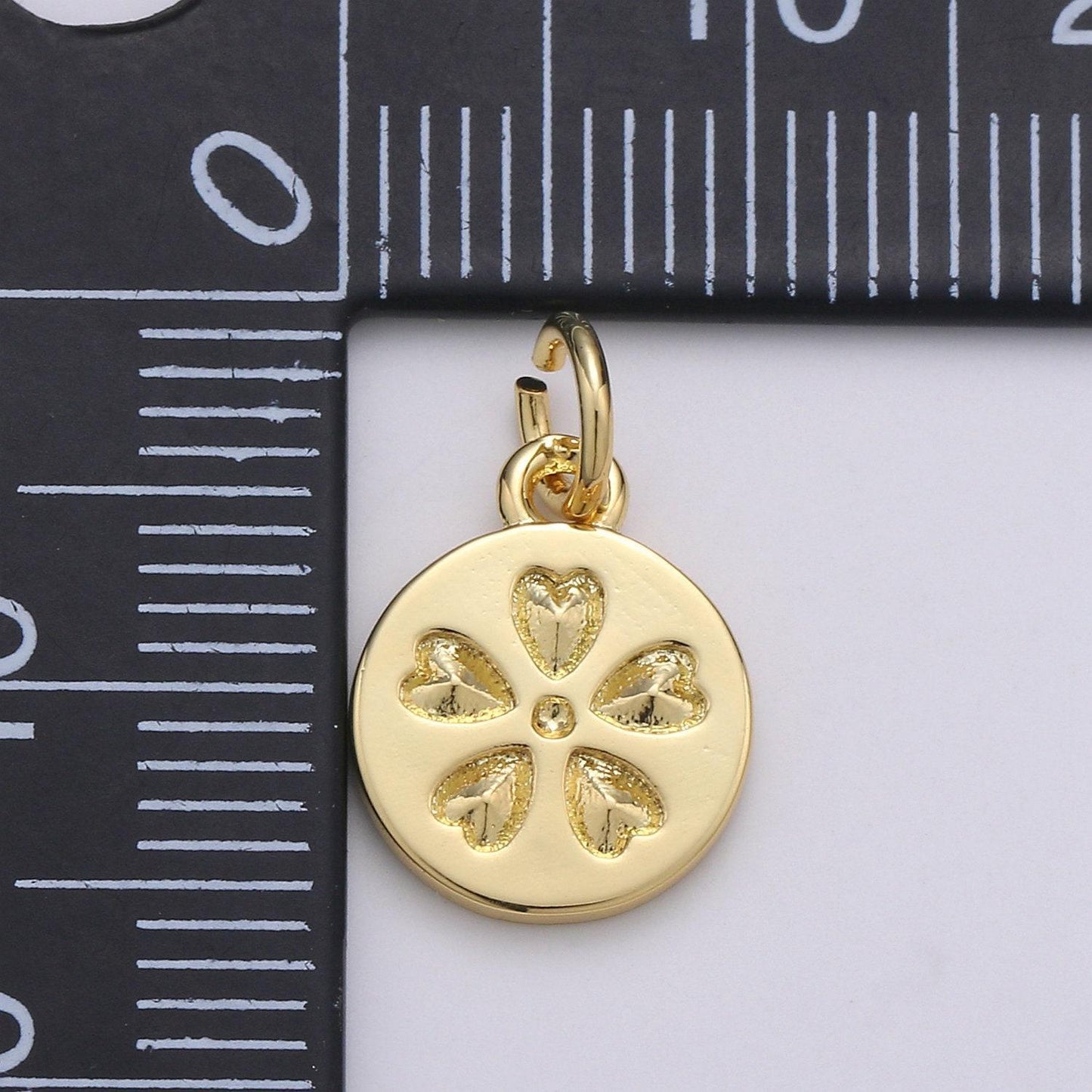 1pc floral heart round 24k gold charm, petal flower pendant charm, charm,for diy jewelry,gold color, chgf-1949