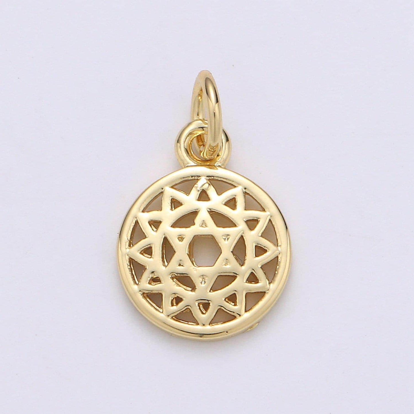 1pc star of david round 24k gold charm, sun flower pendant charm, charm,for diy jewelry,gold color, chgf-1948