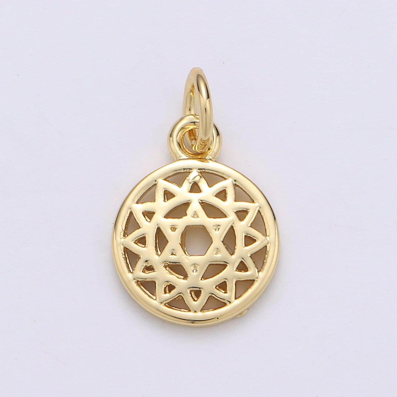 1pc star of david round 24k gold charm, sun flower pendant charm, charm,for diy jewelry,gold color, chgf-1948