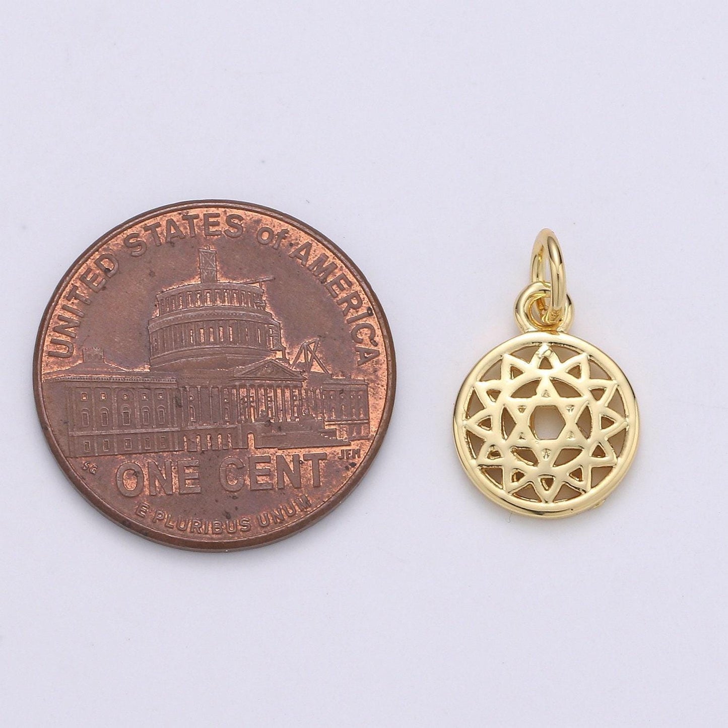 1pc star of david round 24k gold charm, sun flower pendant charm, charm,for diy jewelry,gold color, chgf-1948
