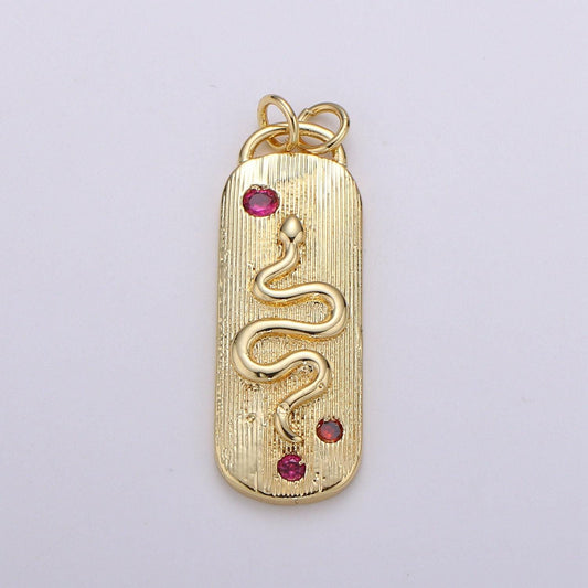24k gold filled snake pendant charm, dainty tag pendant charm, pendant gold serepent charm for diy jewelry