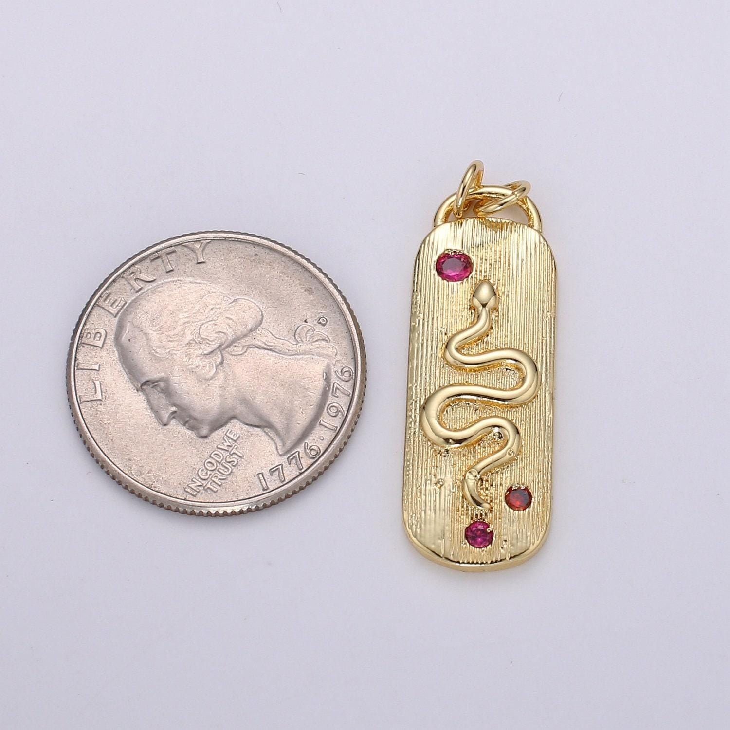24k gold filled snake pendant charm, dainty tag pendant charm, pendant gold serepent charm for diy jewelry
