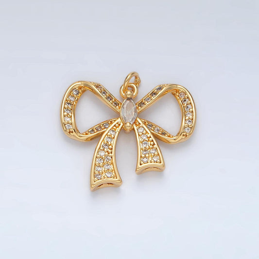24k gold filled small ribbon bow pendant necklace - delicate cubic bowtie charm elegant minimalist jewelry d865