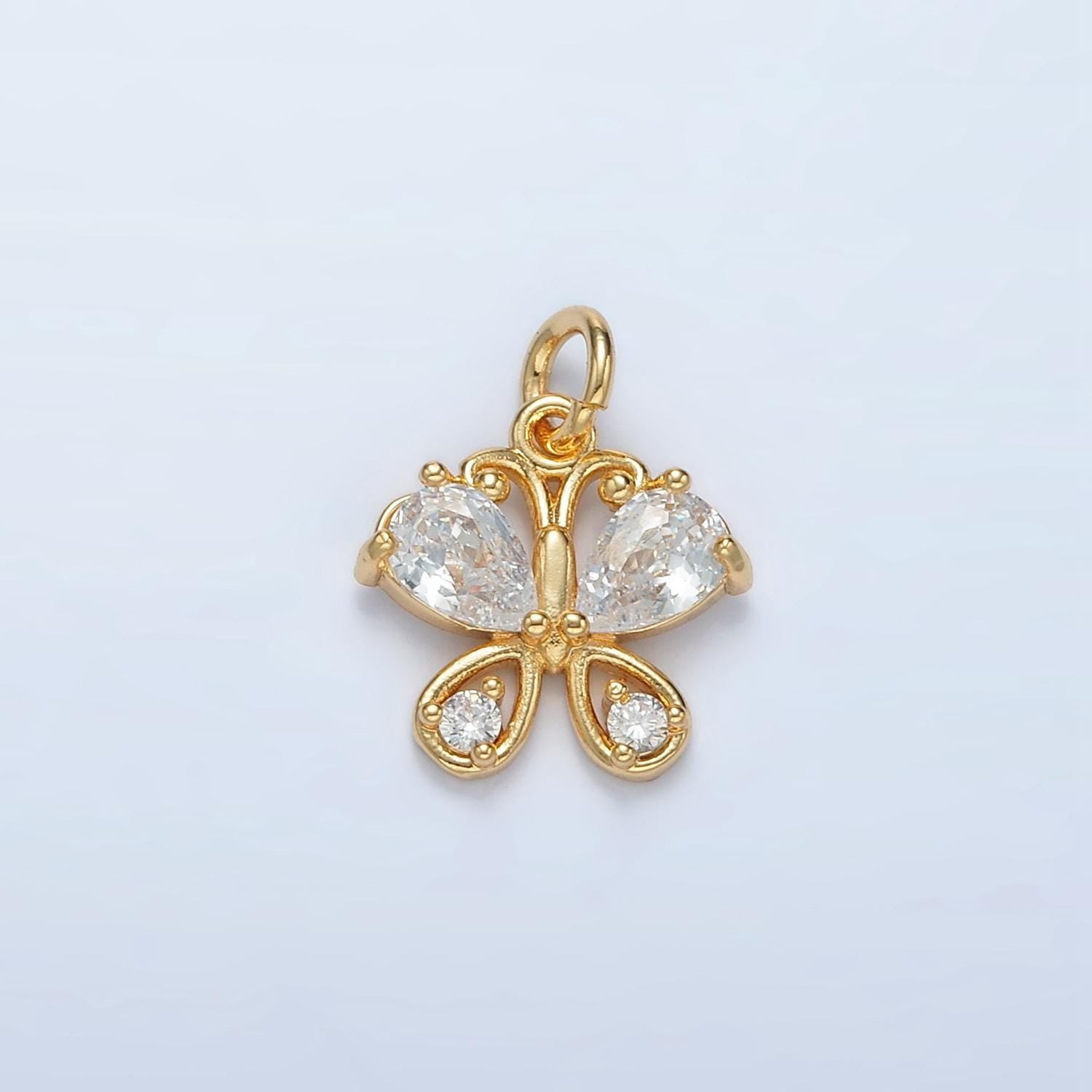 Mini 24k gold filled butterfly charm mariposa charm for bracelet necklace earring component | d858