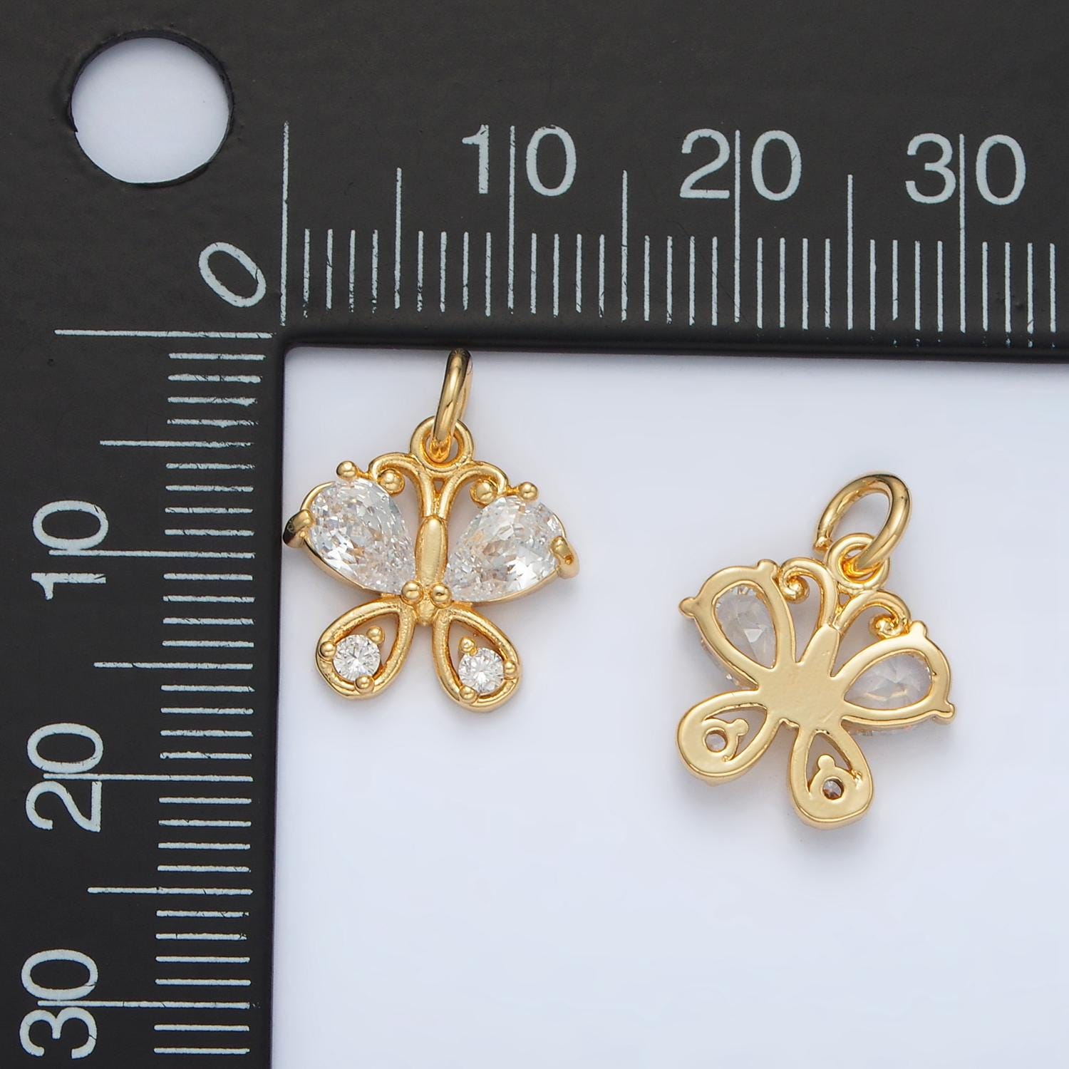 Mini 24k gold filled butterfly charm mariposa charm for bracelet necklace earring component | d858