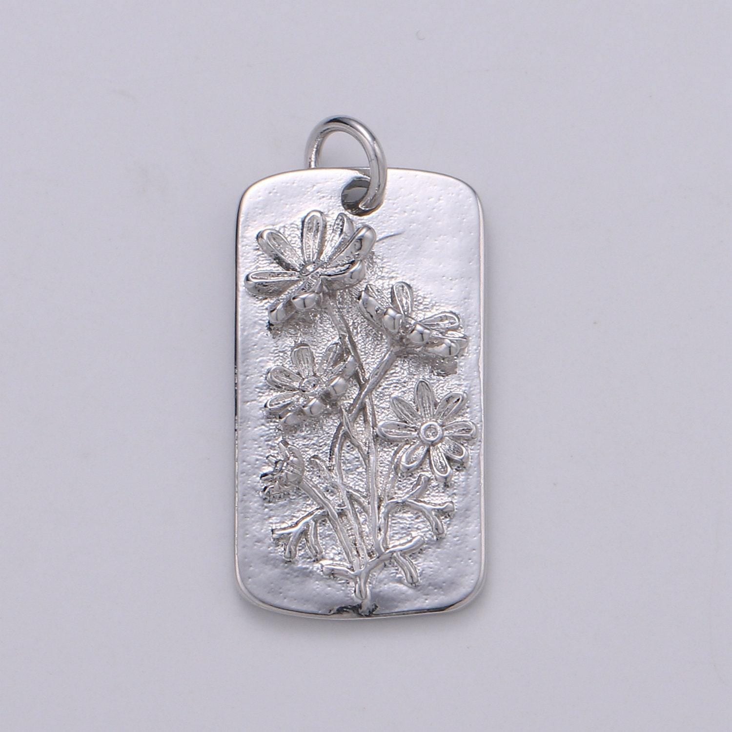1x white gold flower charms, wild flower pendant, dainty sun flower poppy daisy rose charm for necklace floral jewelry, d-844~d-852