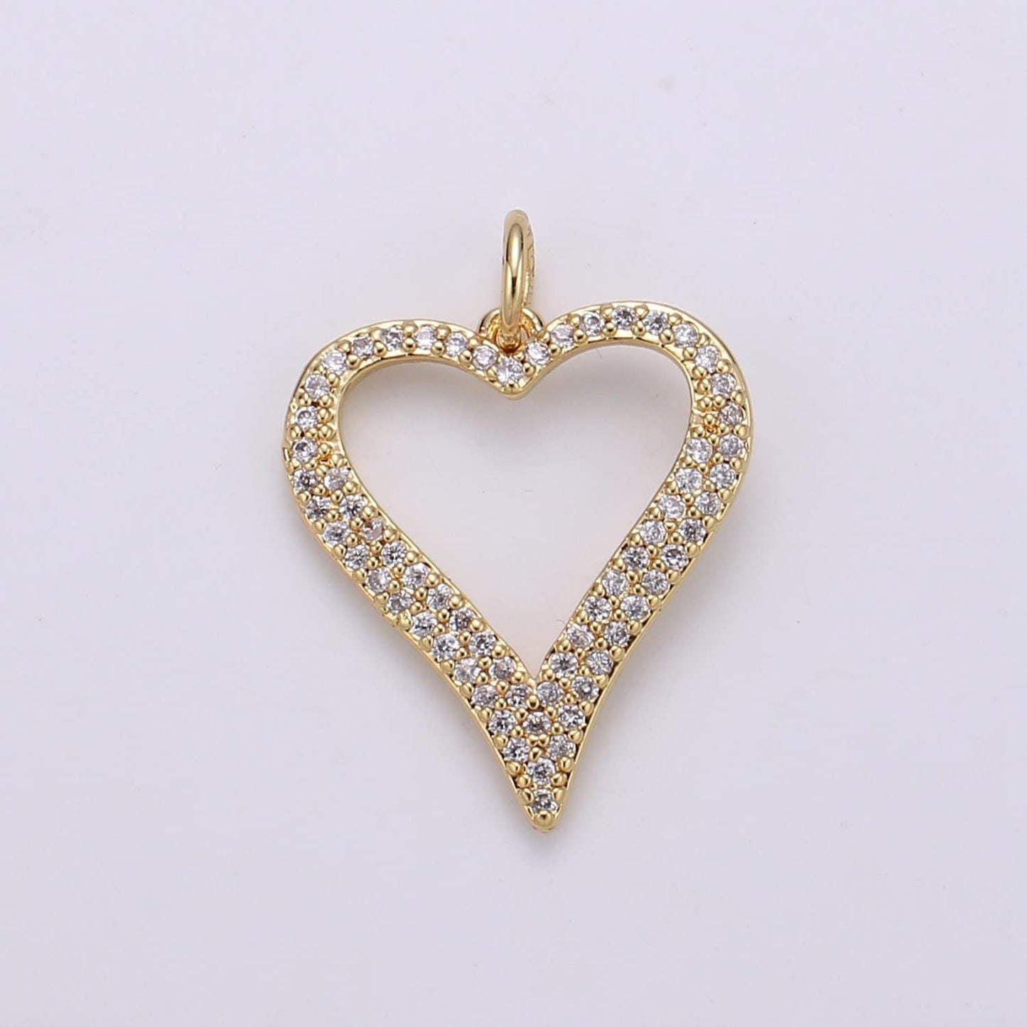 Cubic cluster heart 24k gold cz love pendant charm, fill my heart pave charm, cubic pave love heart pendant, cchgf-1819