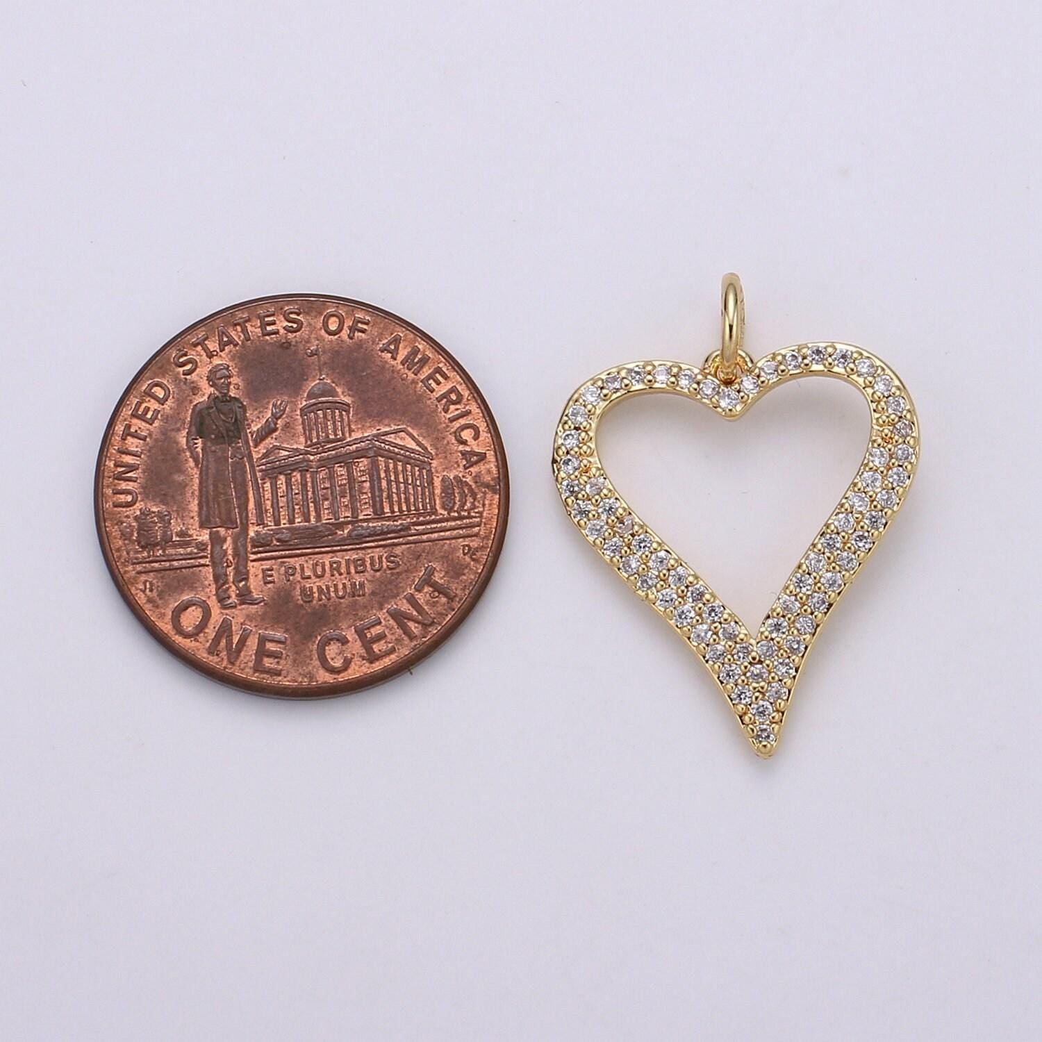 Cubic cluster heart 24k gold cz love pendant charm, fill my heart pave charm, cubic pave love heart pendant, cchgf-1819