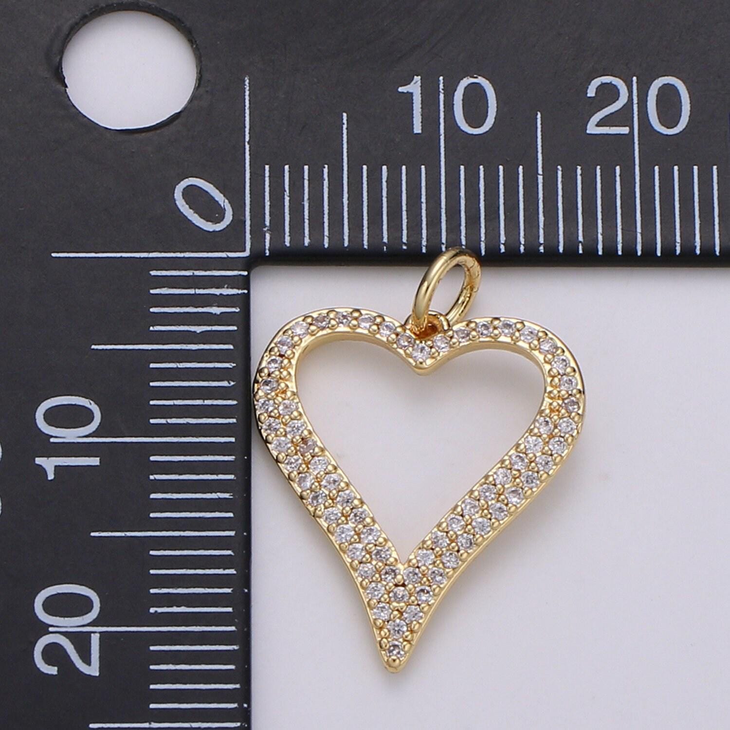 Cubic cluster heart 24k gold cz love pendant charm, fill my heart pave charm, cubic pave love heart pendant, cchgf-1819