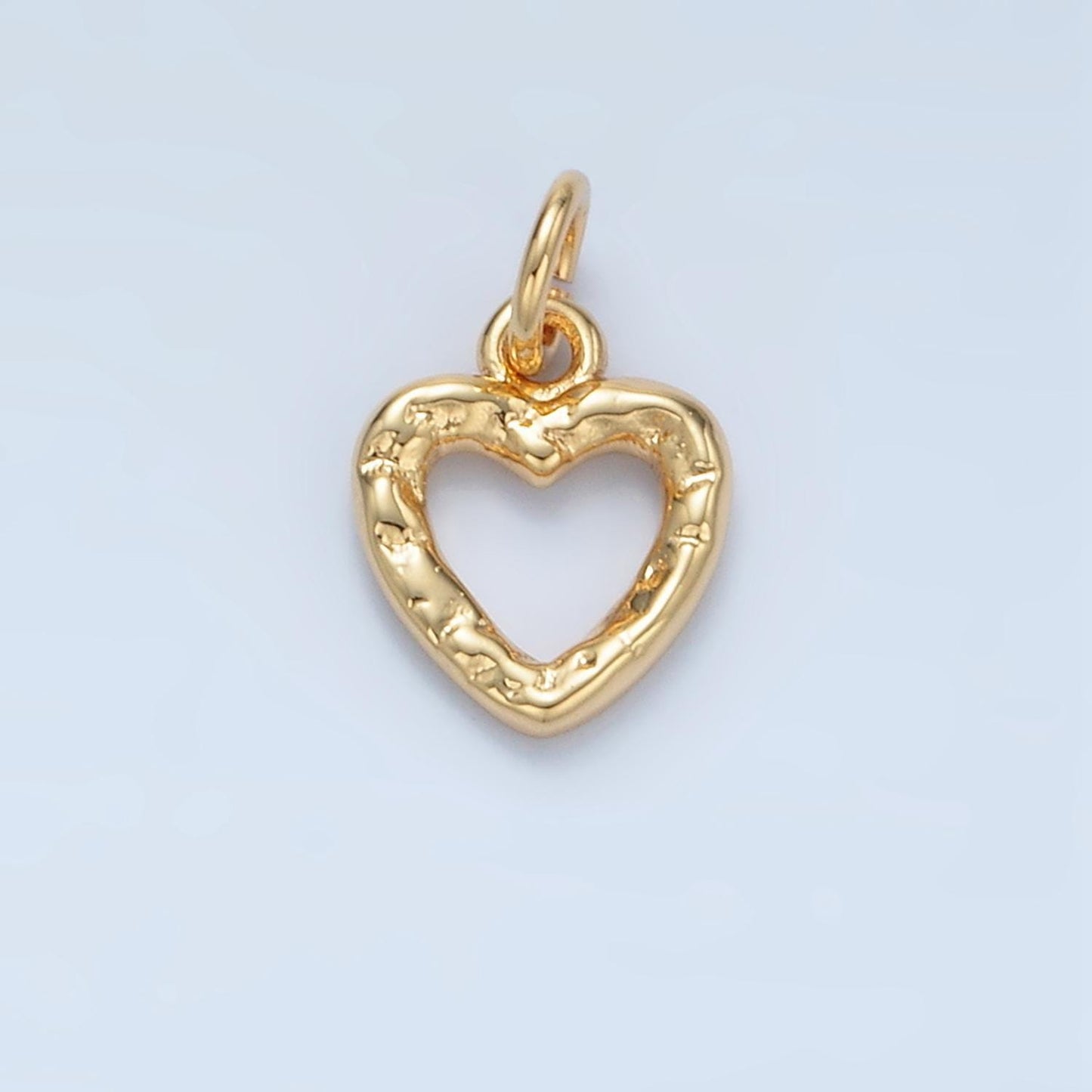Mini gold hollow heart pendant hammered heart charms rustic findings geometry dangle pendant -jewelry supplies d743