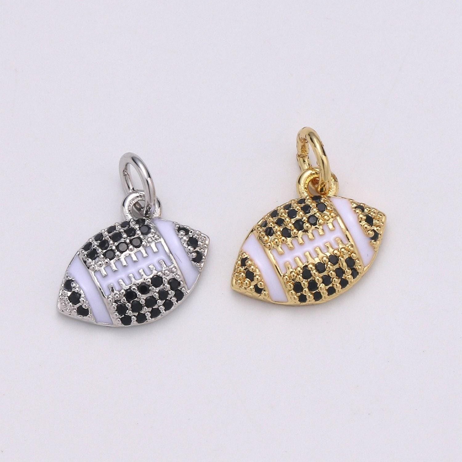 Football pendant enamel small charm for handmade jewelry supplies 24k gold red micro pave cubic ball charm sticth ball,d731-d732