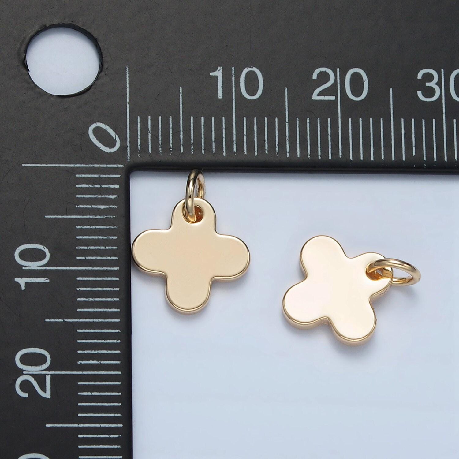 Gold flat 4 leaf clover 11mm lucky charm add-on | d-722