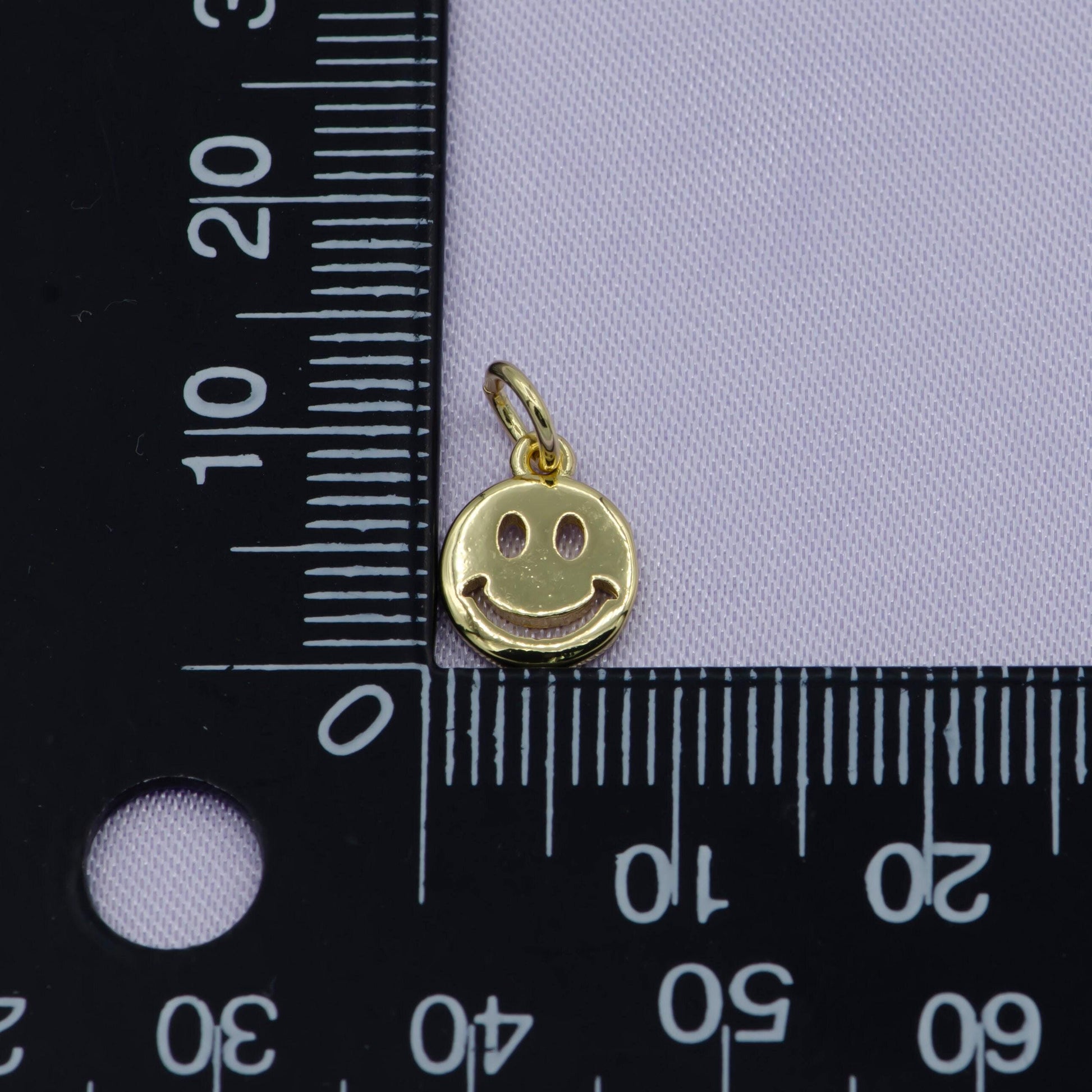 Mini gold happy face charm, double sided smile face charms,emoticon face in gold round dainty smile charm summer trend jewelry,d-651, d-697
