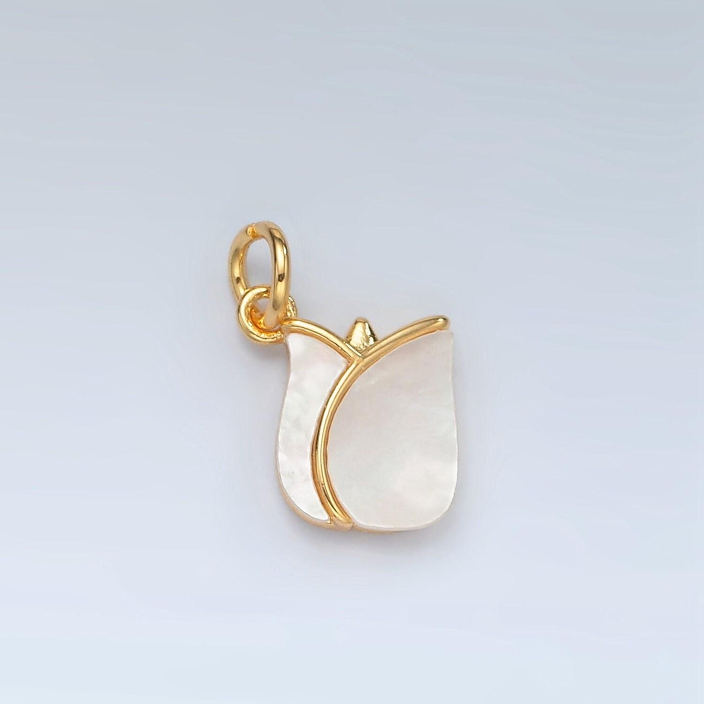 24k gold filled shell pearl charm tulip charms flower pendant for bracelet necklace earring charm d695