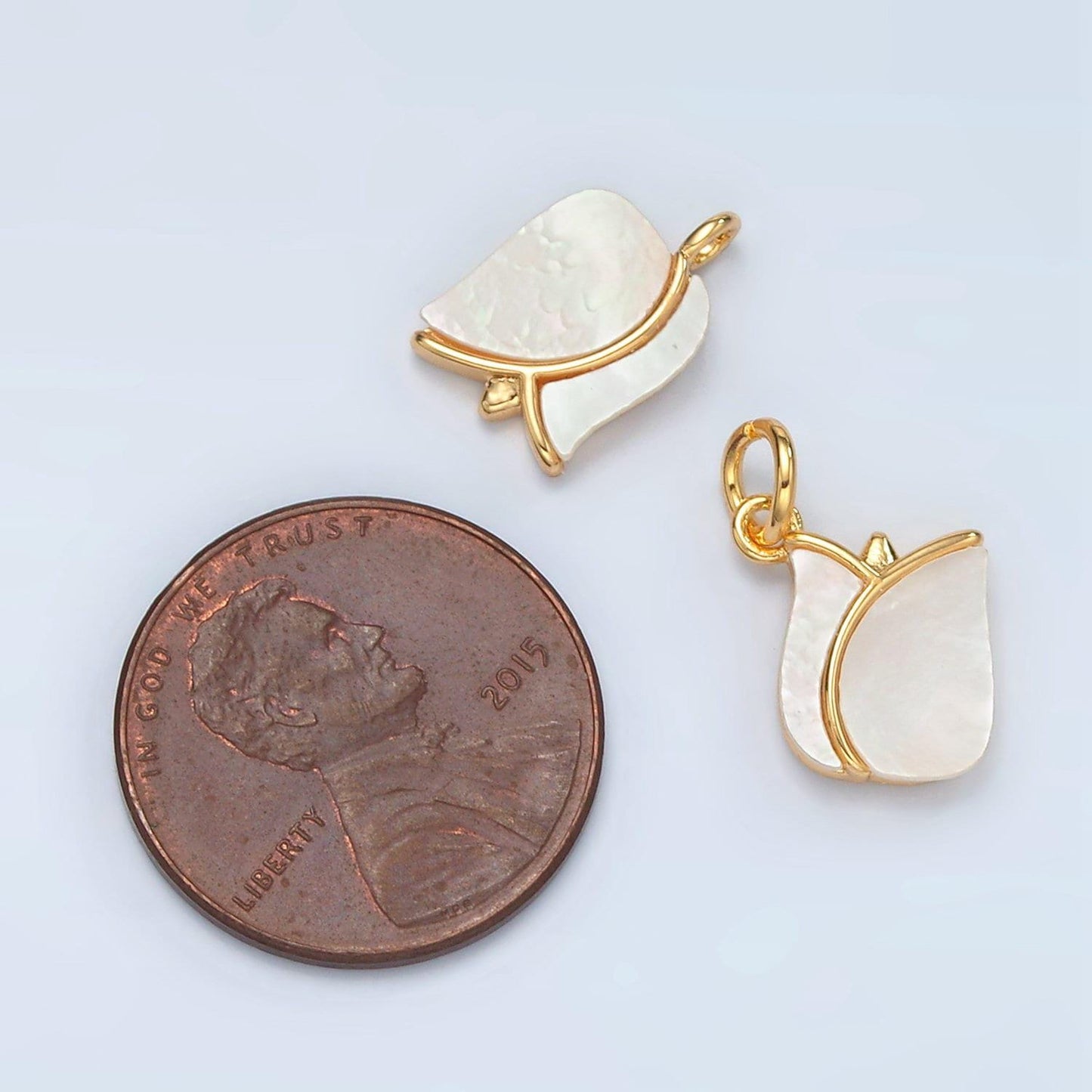 24k gold filled shell pearl charm tulip charms flower pendant for bracelet necklace earring charm d695