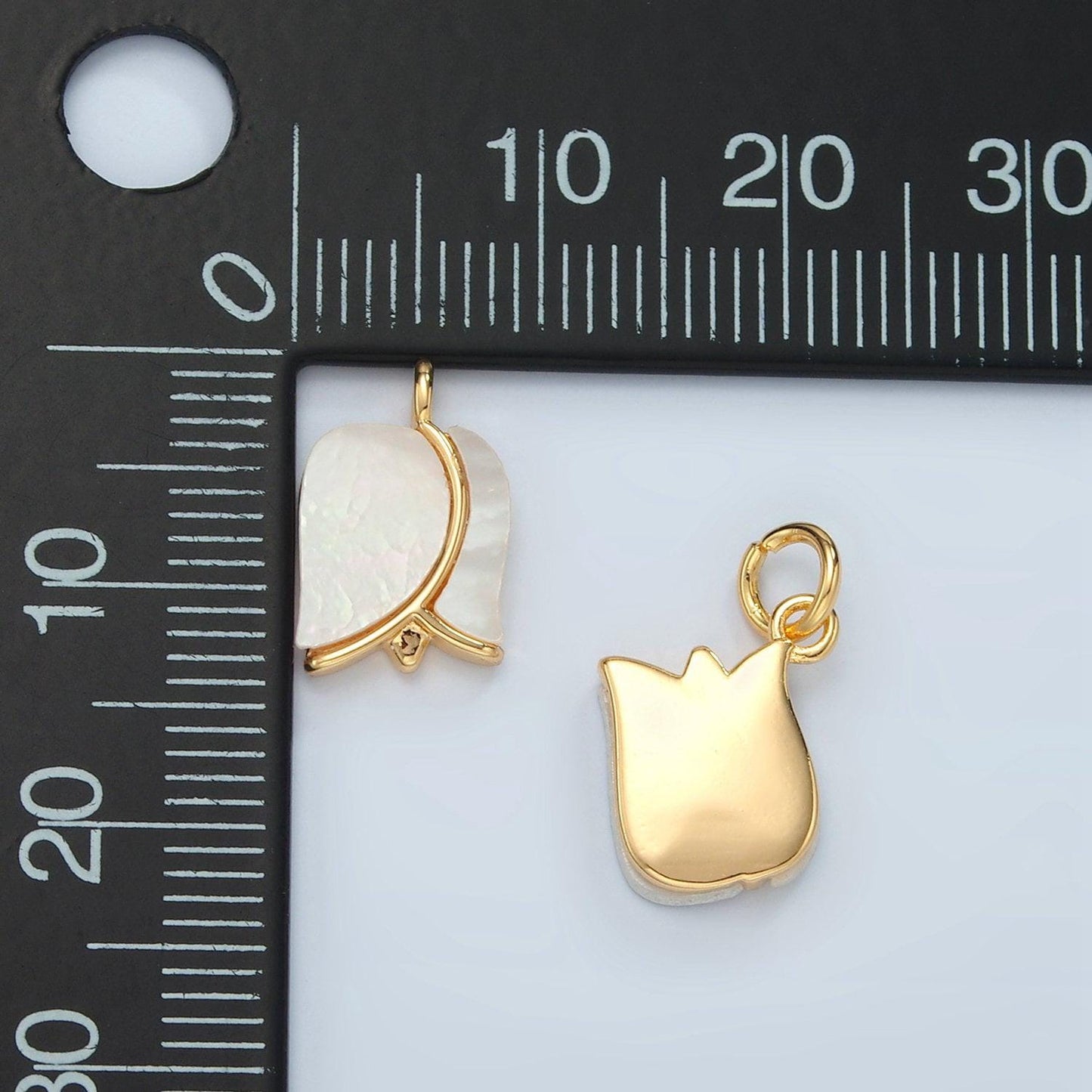 24k gold filled shell pearl charm tulip charms flower pendant for bracelet necklace earring charm d695