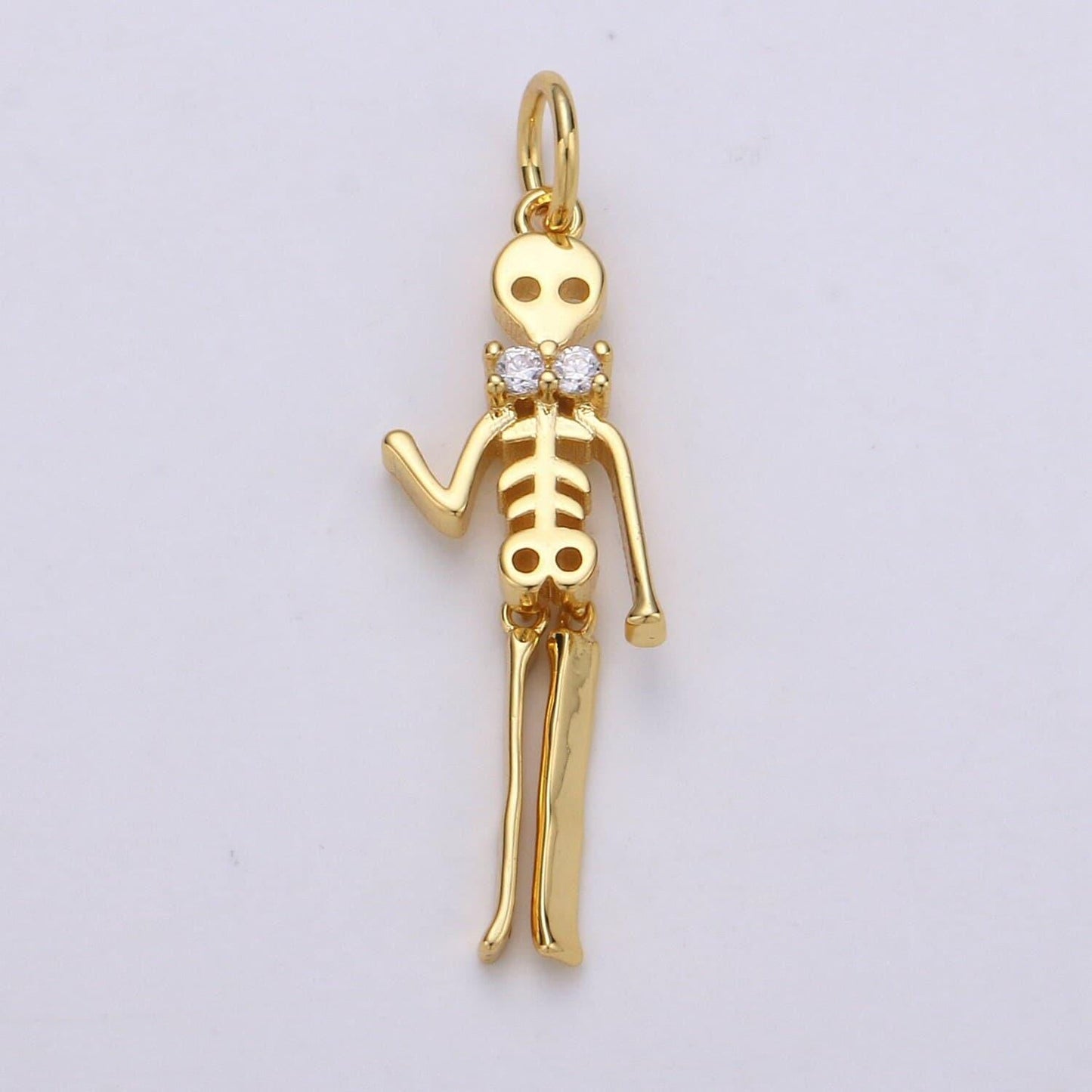 Men boy day of the dead charm - dia de los muertos pendant - miniature skeleton gold skull charm for halloween necklace jewelry supply