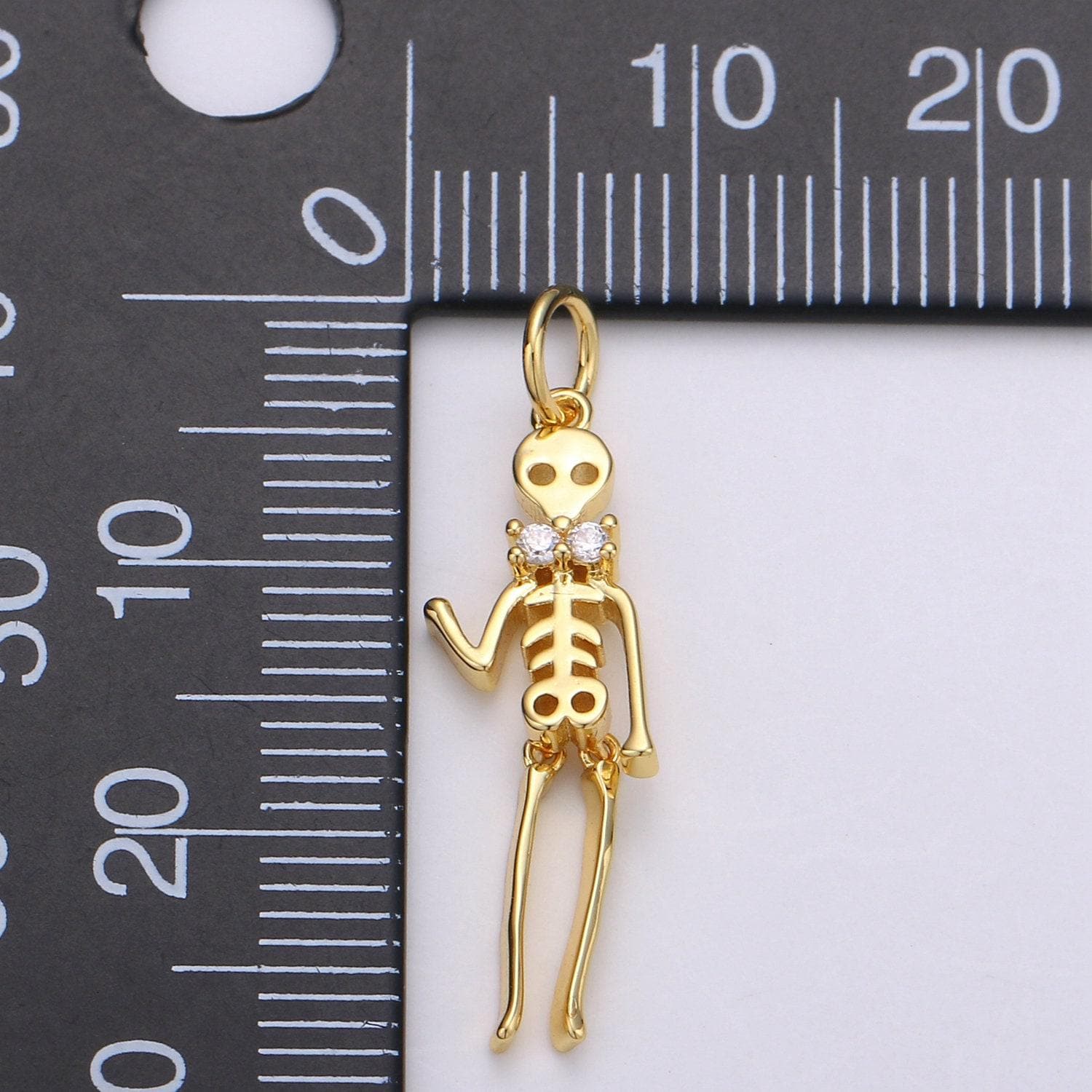 Men boy day of the dead charm - dia de los muertos pendant - miniature skeleton gold skull charm for halloween necklace jewelry supply