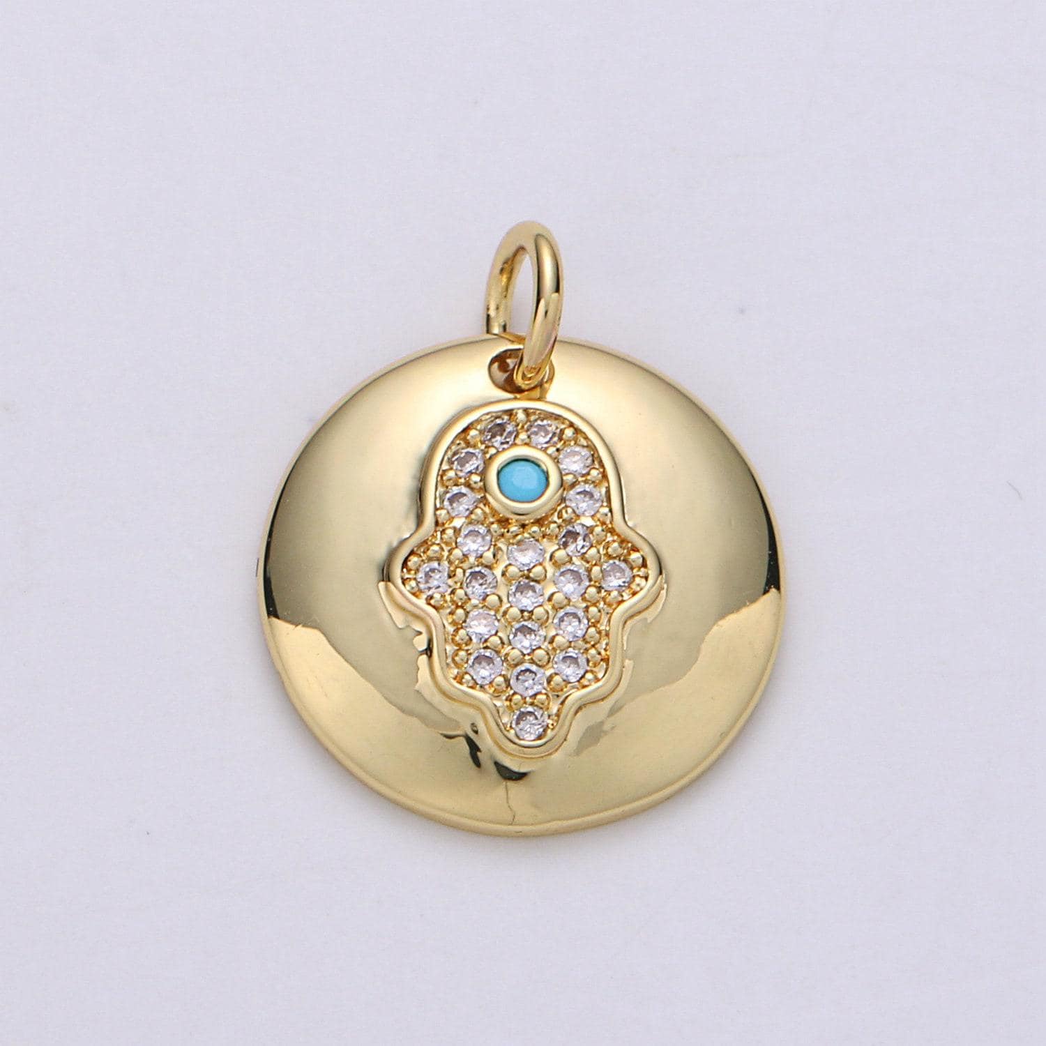 1pc 14k gold micro pave cz hamsa pendant charm, universe protective micro pave cz pendant charm, dainty torquoise jewelry, chgf-1708