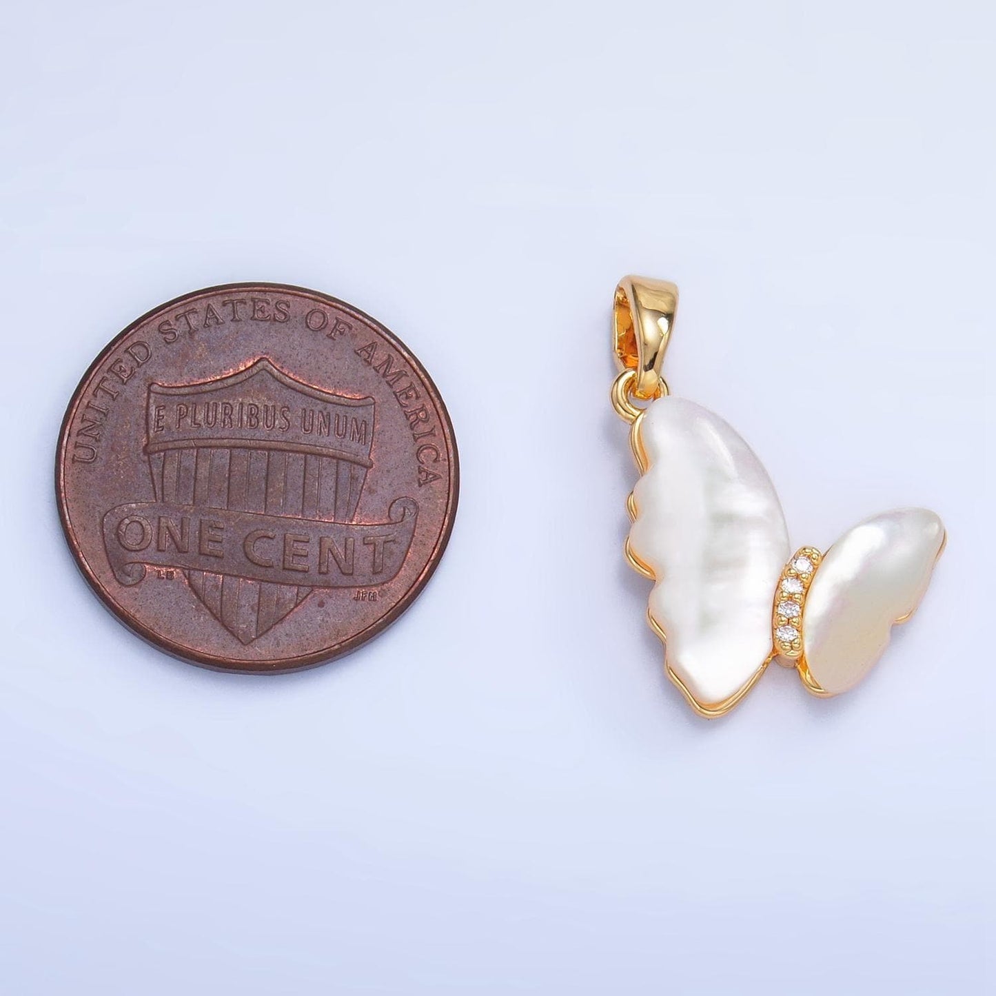 24k gold filled shell pearl butterfly charm animal pendant for necklace bracelet earring charm | aa-a1022
