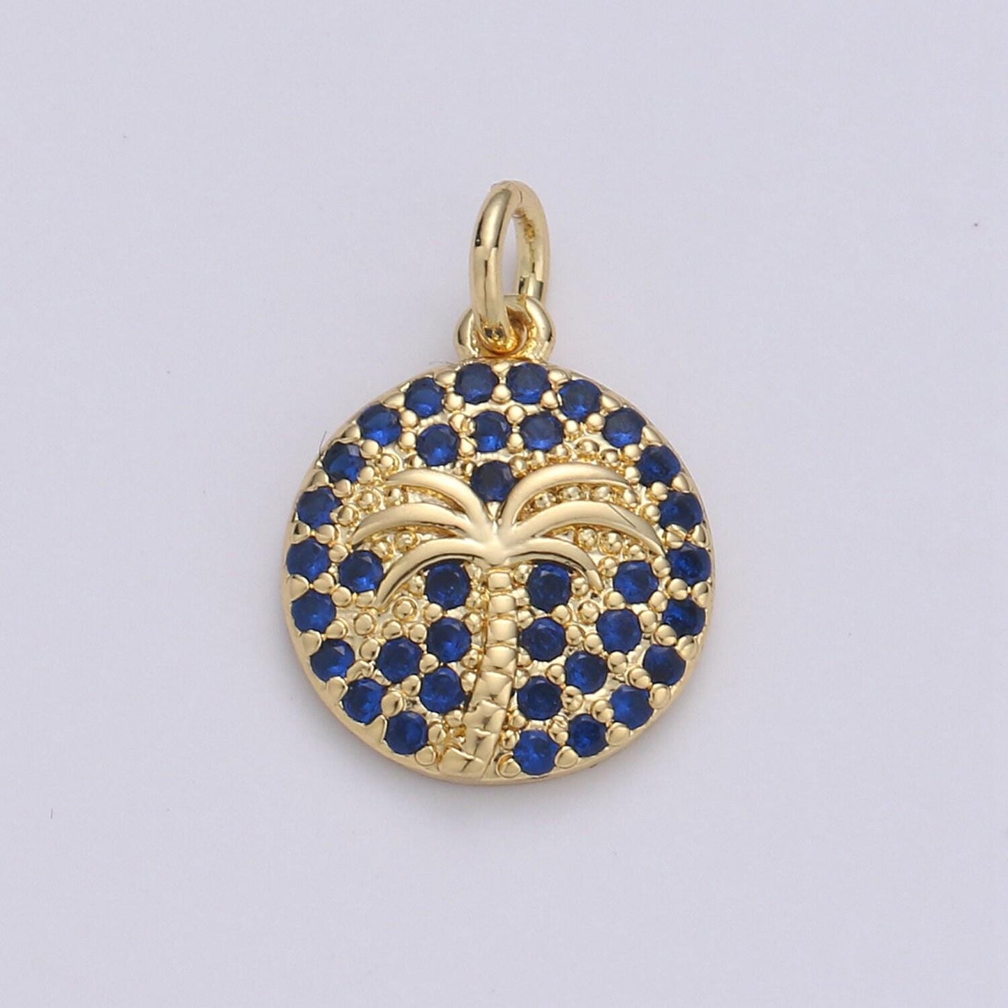 10x15mm 14k gold charms, pave palm tree, cz charms, palm tree pendant, gold charms, cz pendant, charms, micro pave charm d-645~d-650
