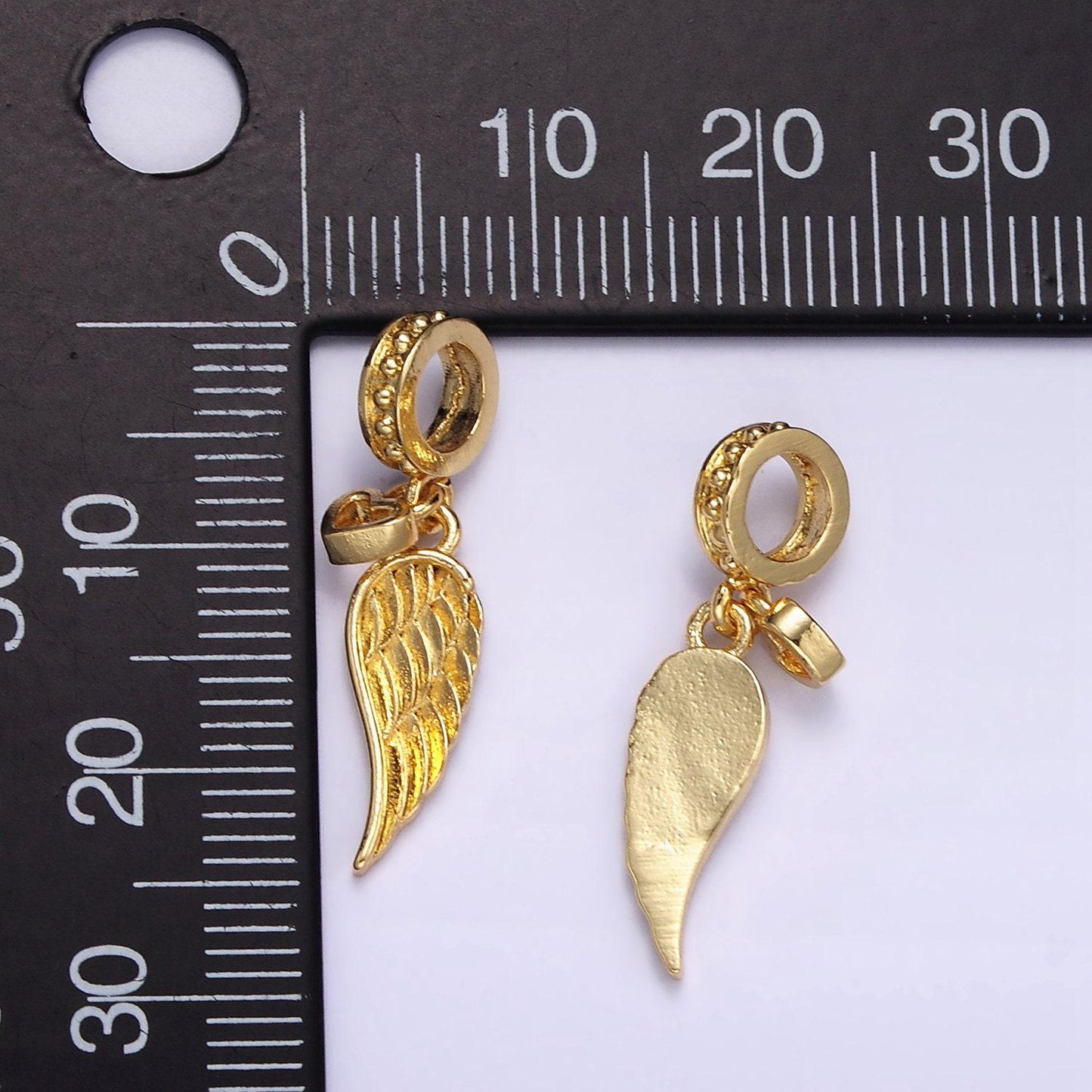 24k gold filled micro paved cz angel wing charm protection pendant | d642