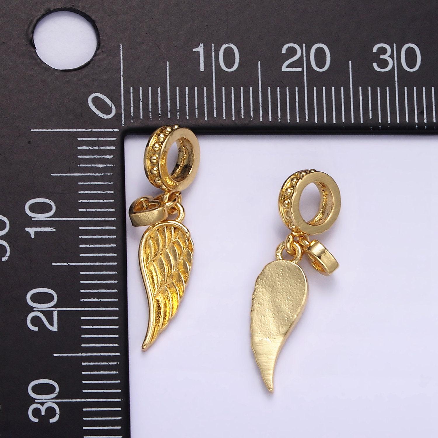 24k gold filled micro paved cz angel wing charm protection pendant | d642