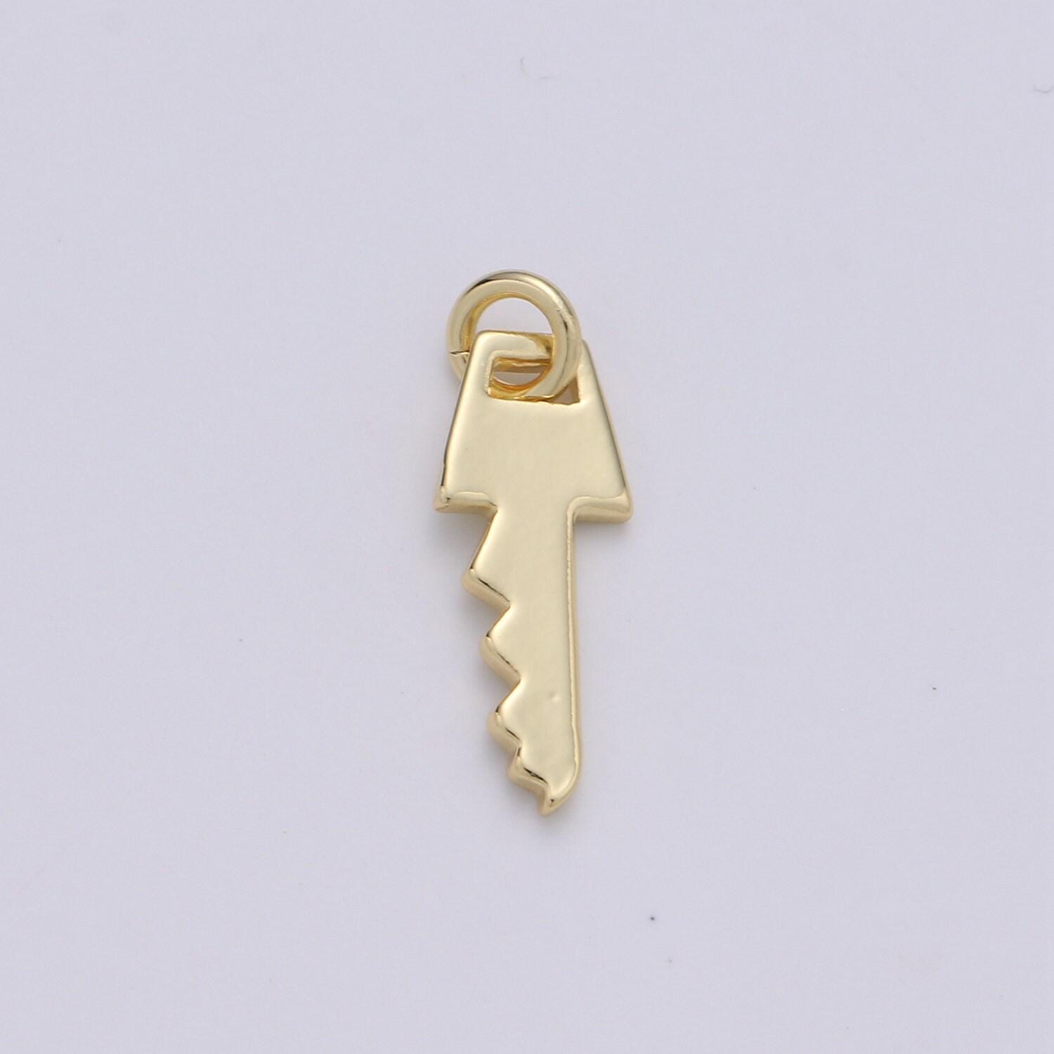 1pc 14k gold key pendant charm, dainty key pendant charm, lock pendant, for men jewelry making supply