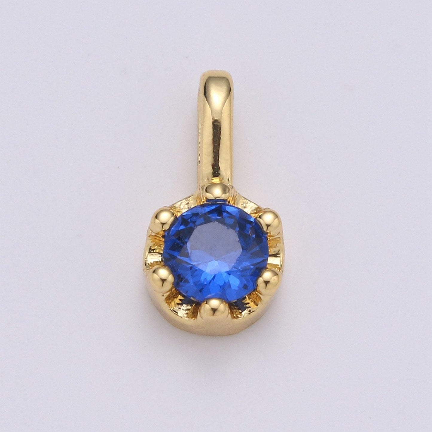 Tiny dainty round gold charm cz cubic zirconia 10mm charm drop round small color full cz birthstone add on charm dangle charm, ch: 1627-1632