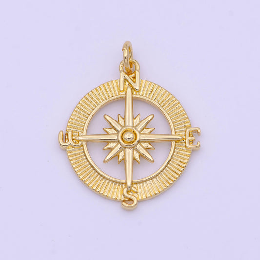 Dainty compass charm, gold compass pendant, north star charm, travel charms, nautical charms for bracelet earring necklace d-573